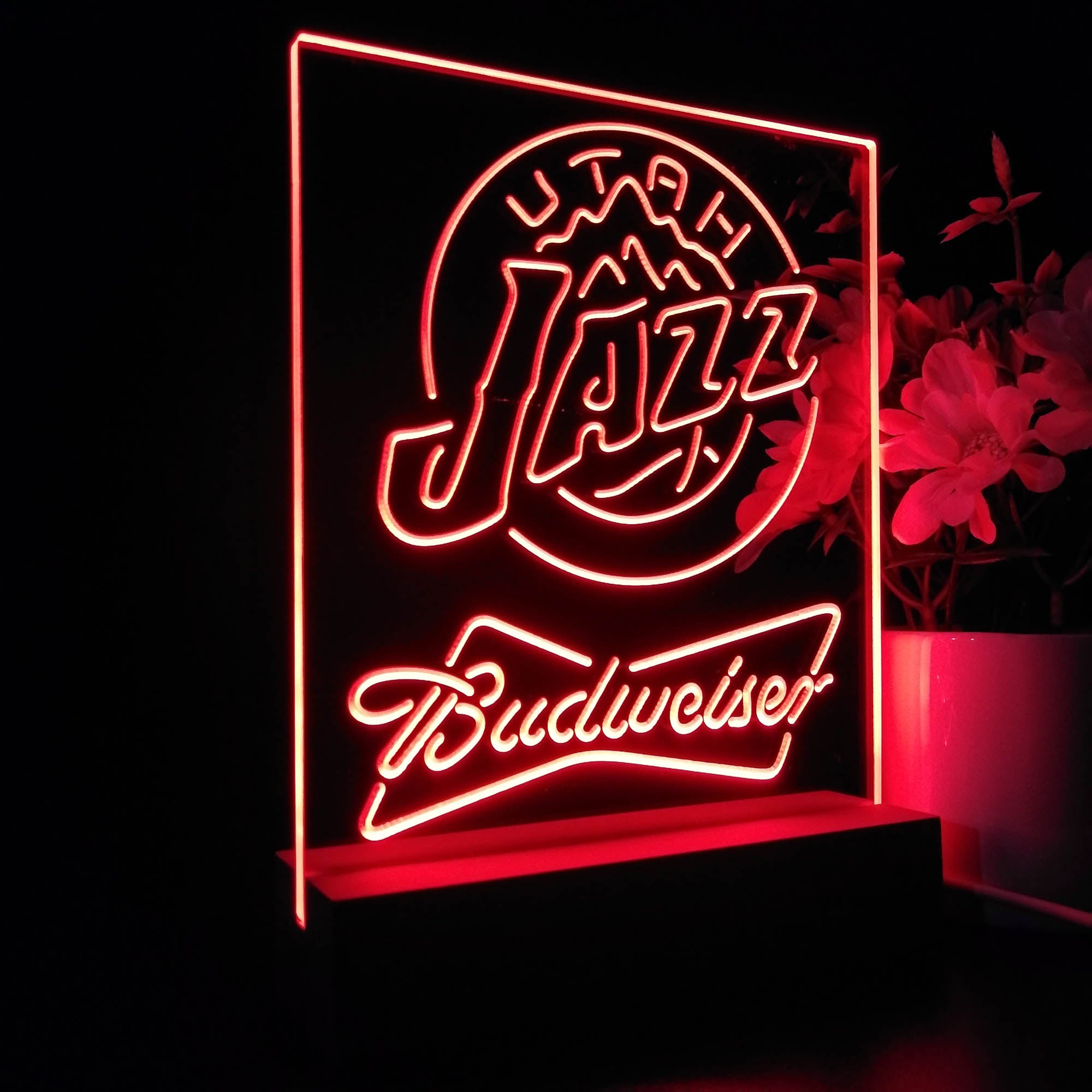 Utah Jazz Budweiser 3D LED Optical Illusion Sport Team Night Light