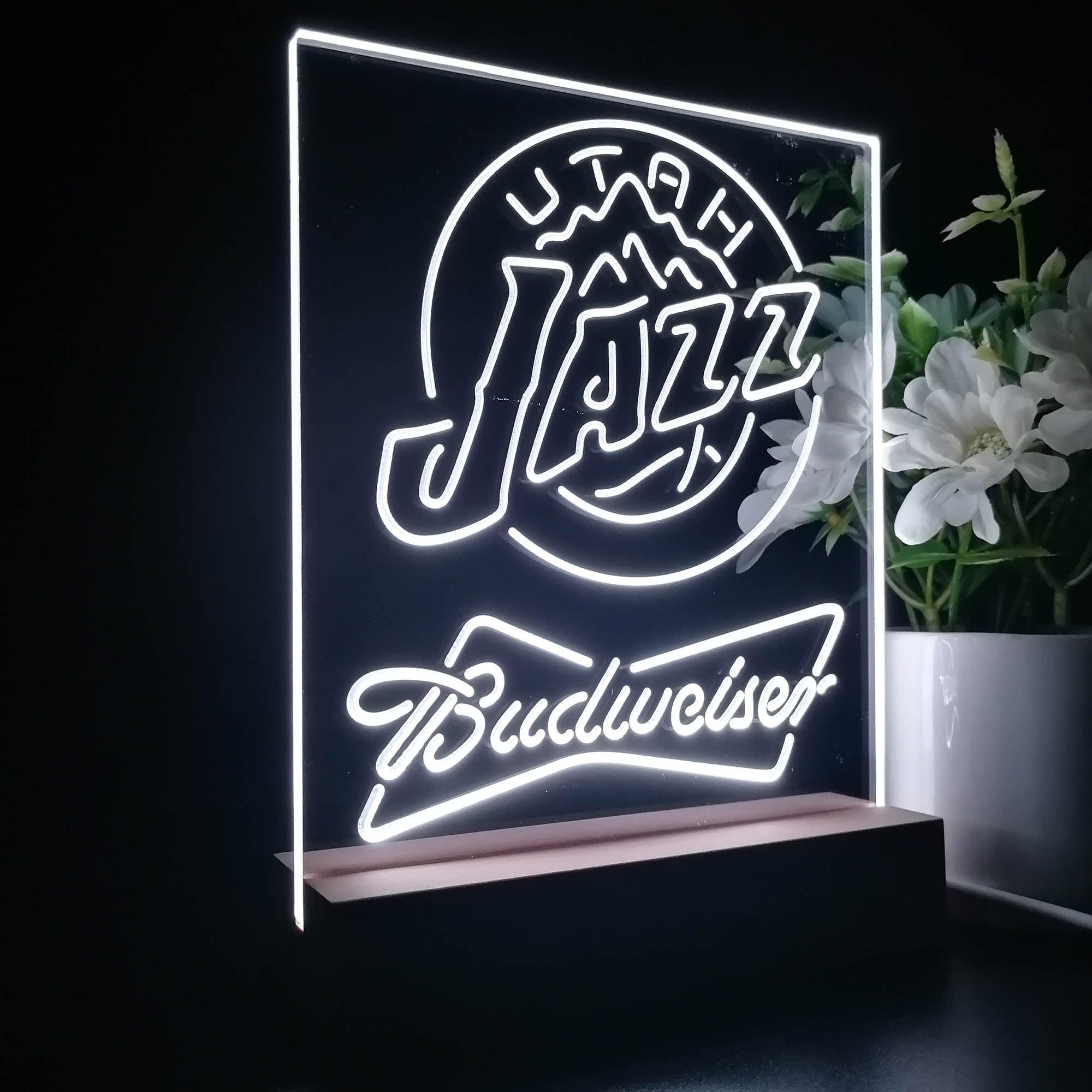 Utah Jazz Budweiser 3D LED Optical Illusion Sport Team Night Light