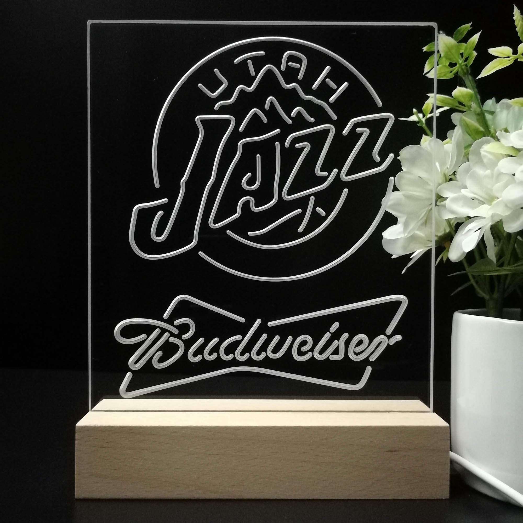 Utah Jazz Budweiser 3D LED Optical Illusion Sport Team Night Light