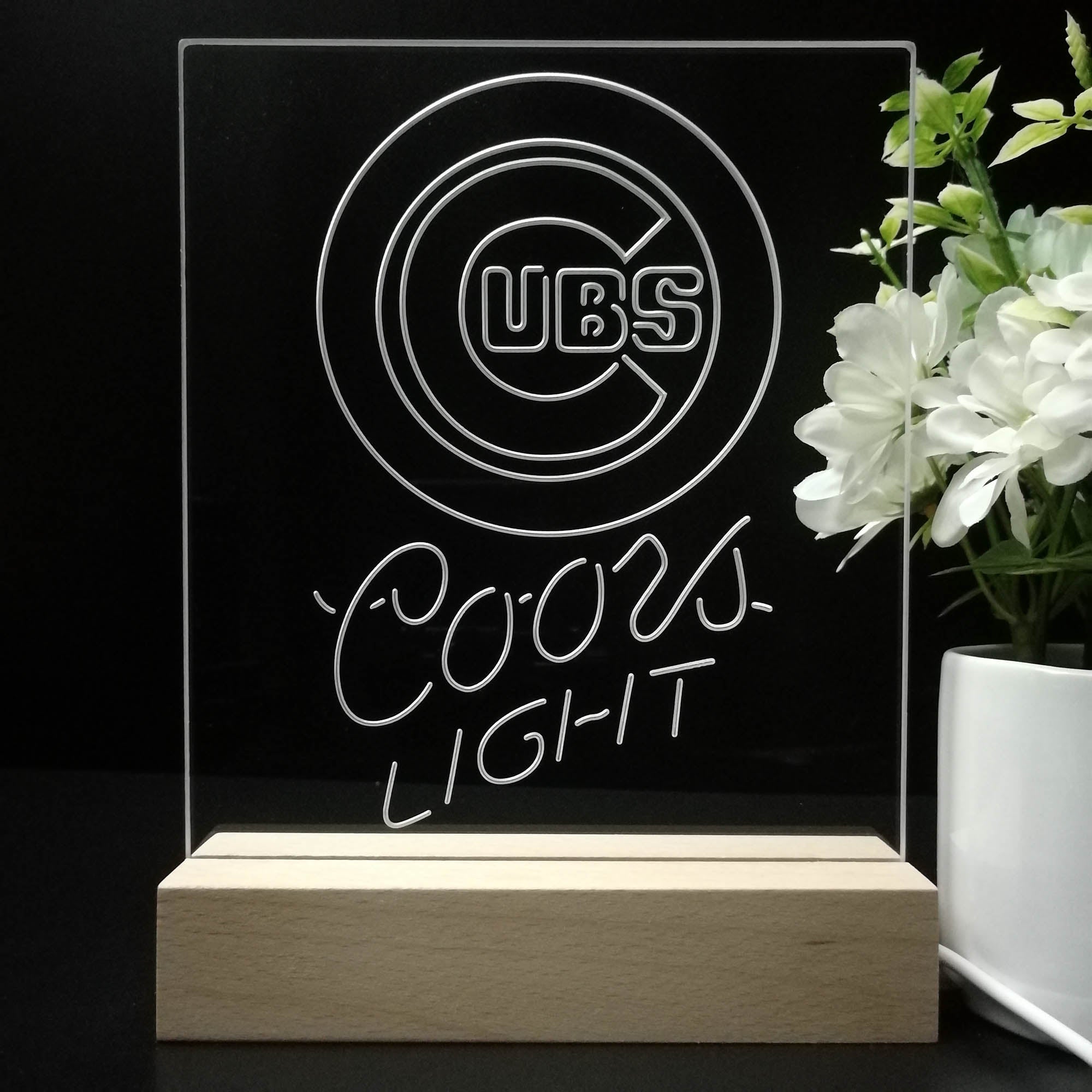 Chicago Cubs Coors Light 3D LED Optical Illusion Sport Team Night Light