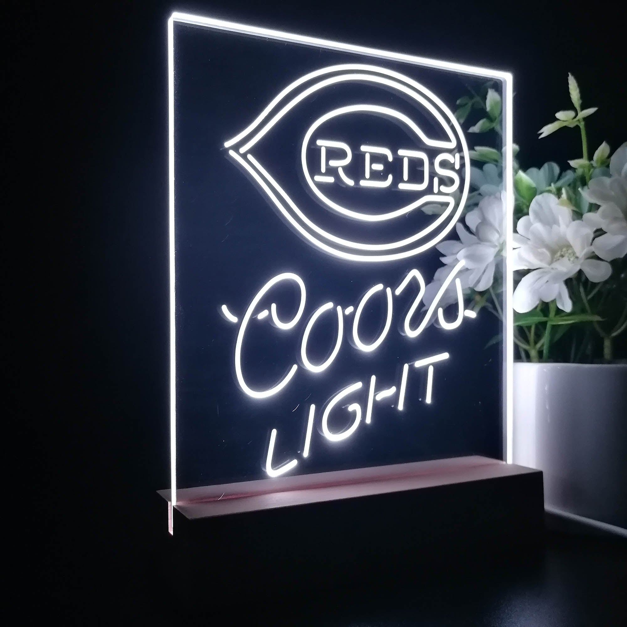 Cincinnati Reds Coors Light 3D LED Optical Illusion Sport Team Night Light