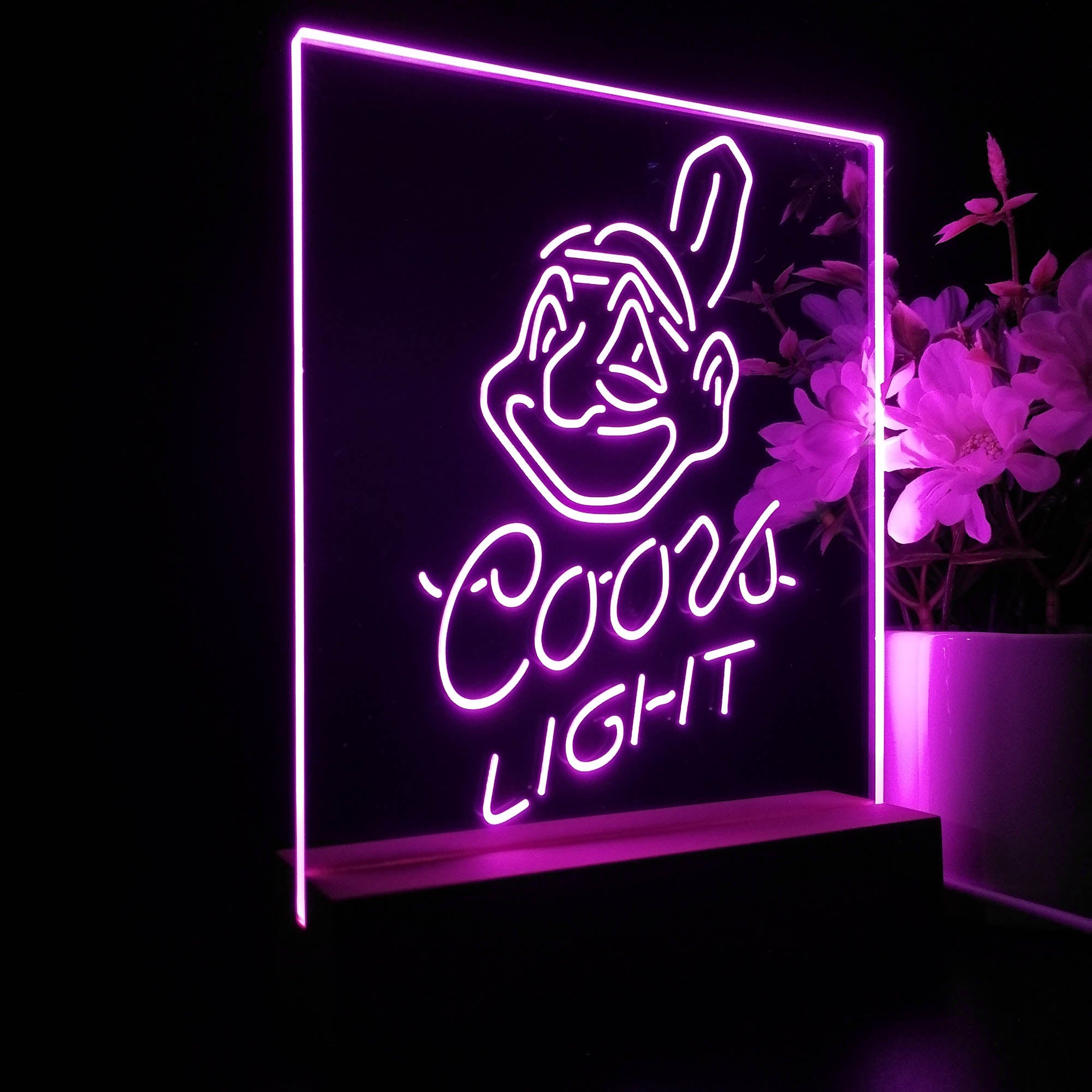 Cleveland Indians Coors Light 3D LED Optical Illusion Sport Team Night Light