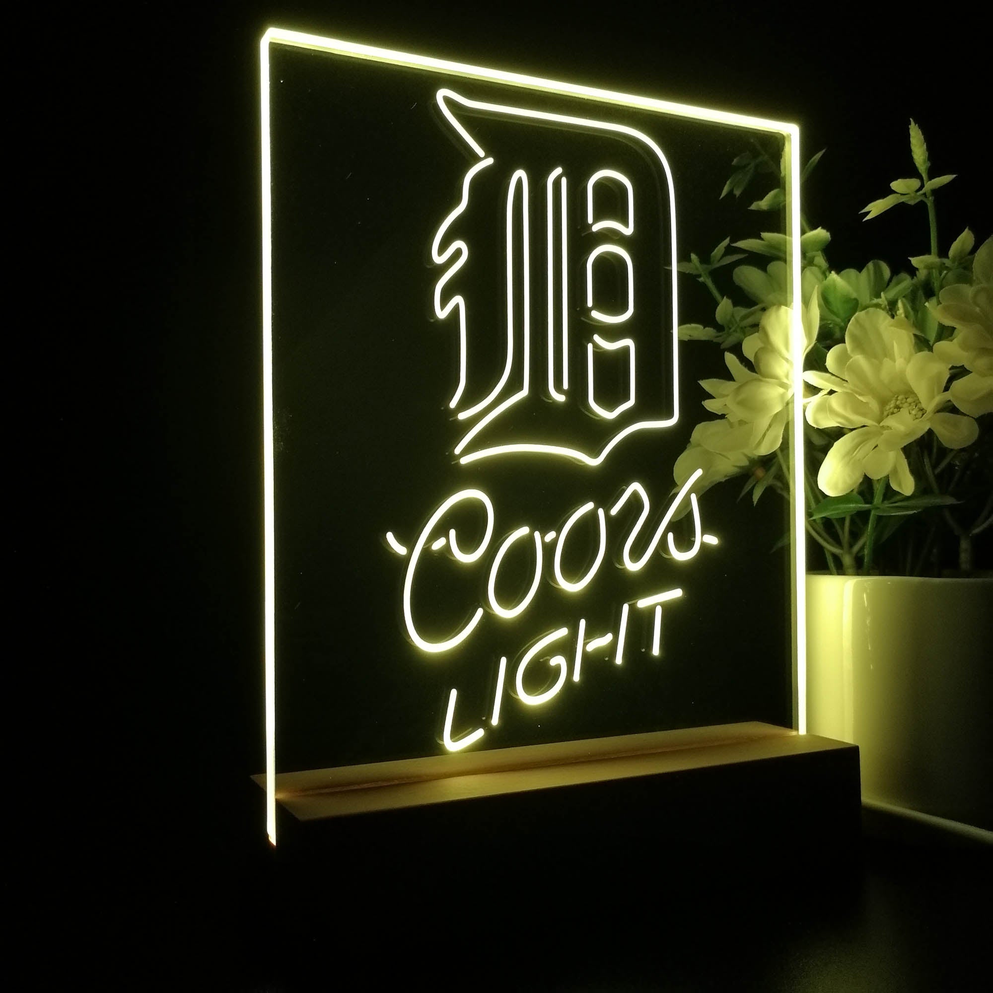 Detroit Tigers Coors Light 3D LED Optical Illusion Sport Team Night Light
