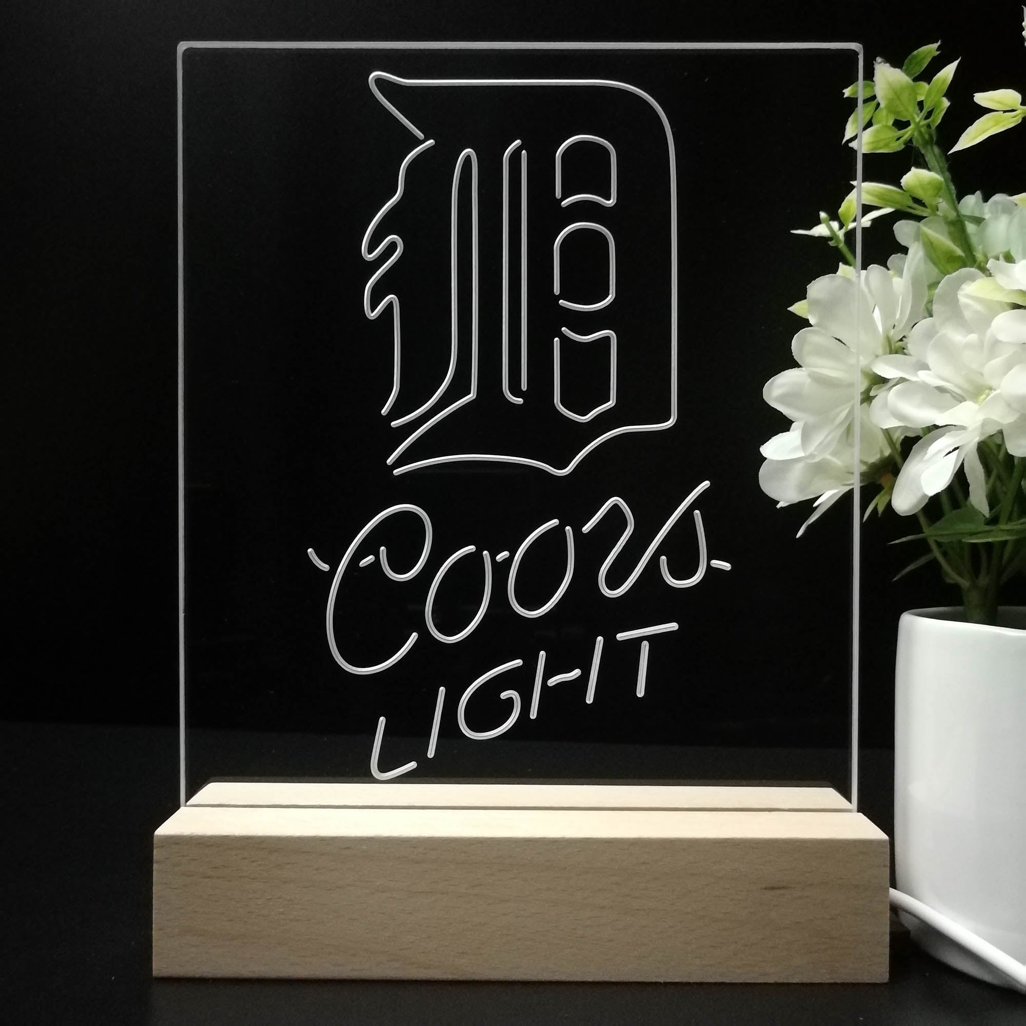 Detroit Tigers Coors Light 3D LED Optical Illusion Sport Team Night Light