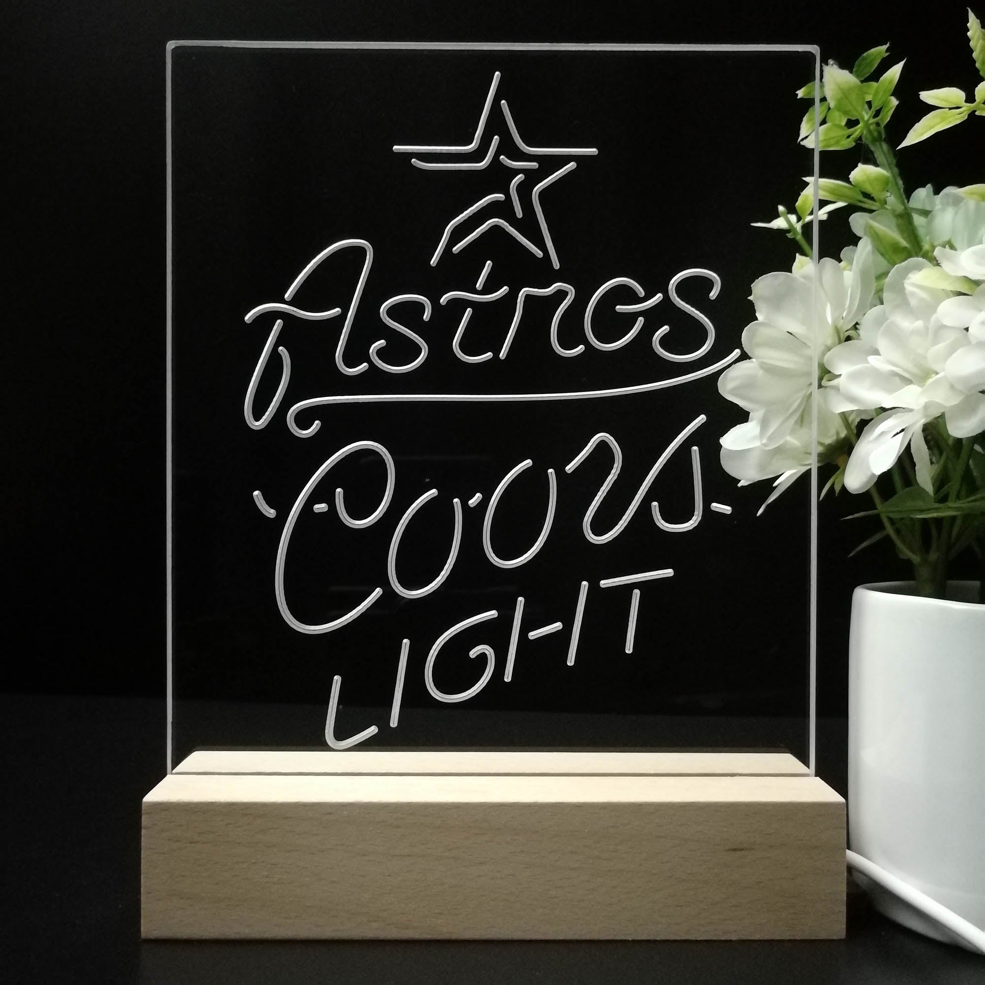 Houston Astros Coors Light 3D LED Optical Illusion Sport Team Night Light