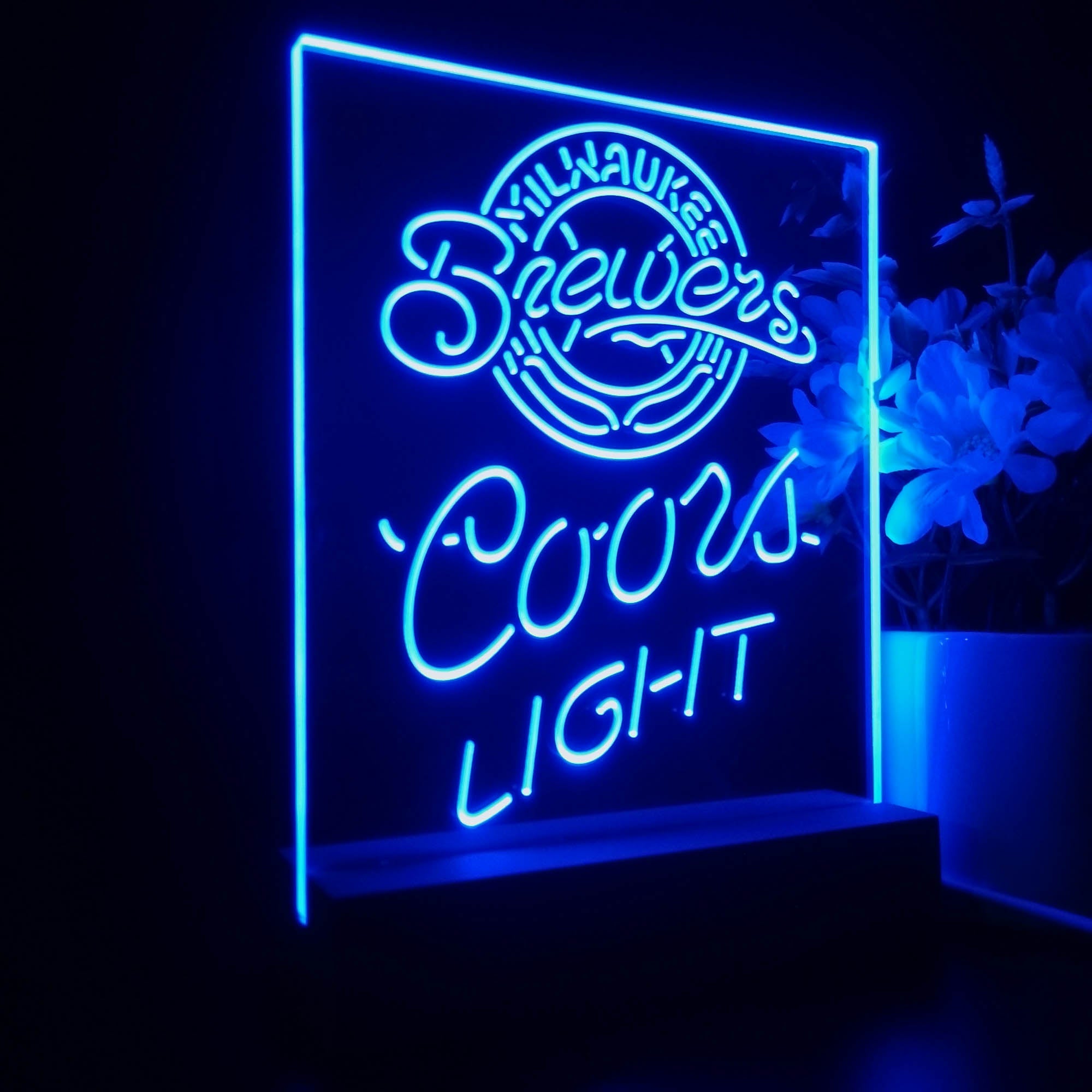 Milwaukee Brewers Coors Light 3D LED Optical Illusion Sport Team Night Light