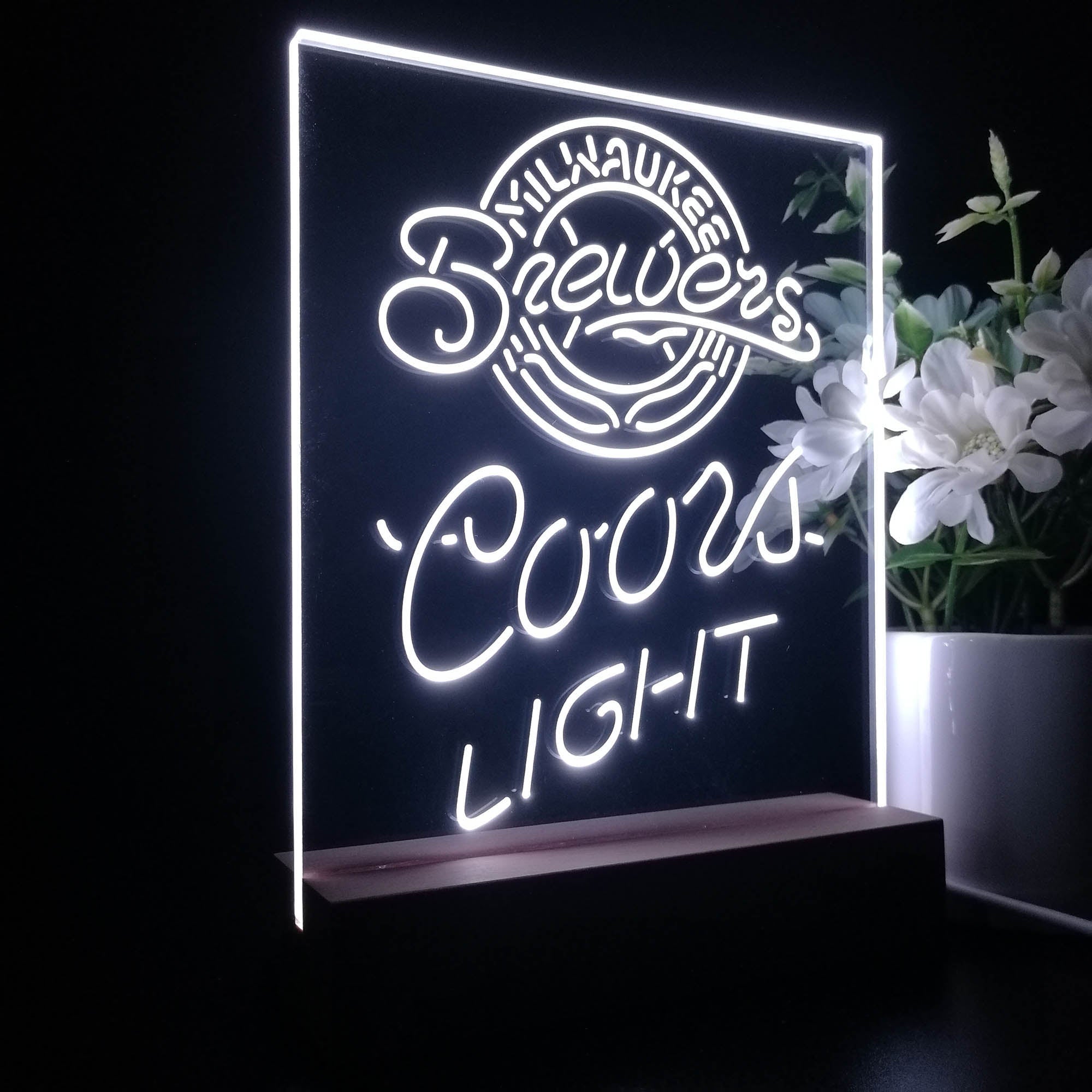 Milwaukee Brewers Coors Light 3D LED Optical Illusion Sport Team Night Light