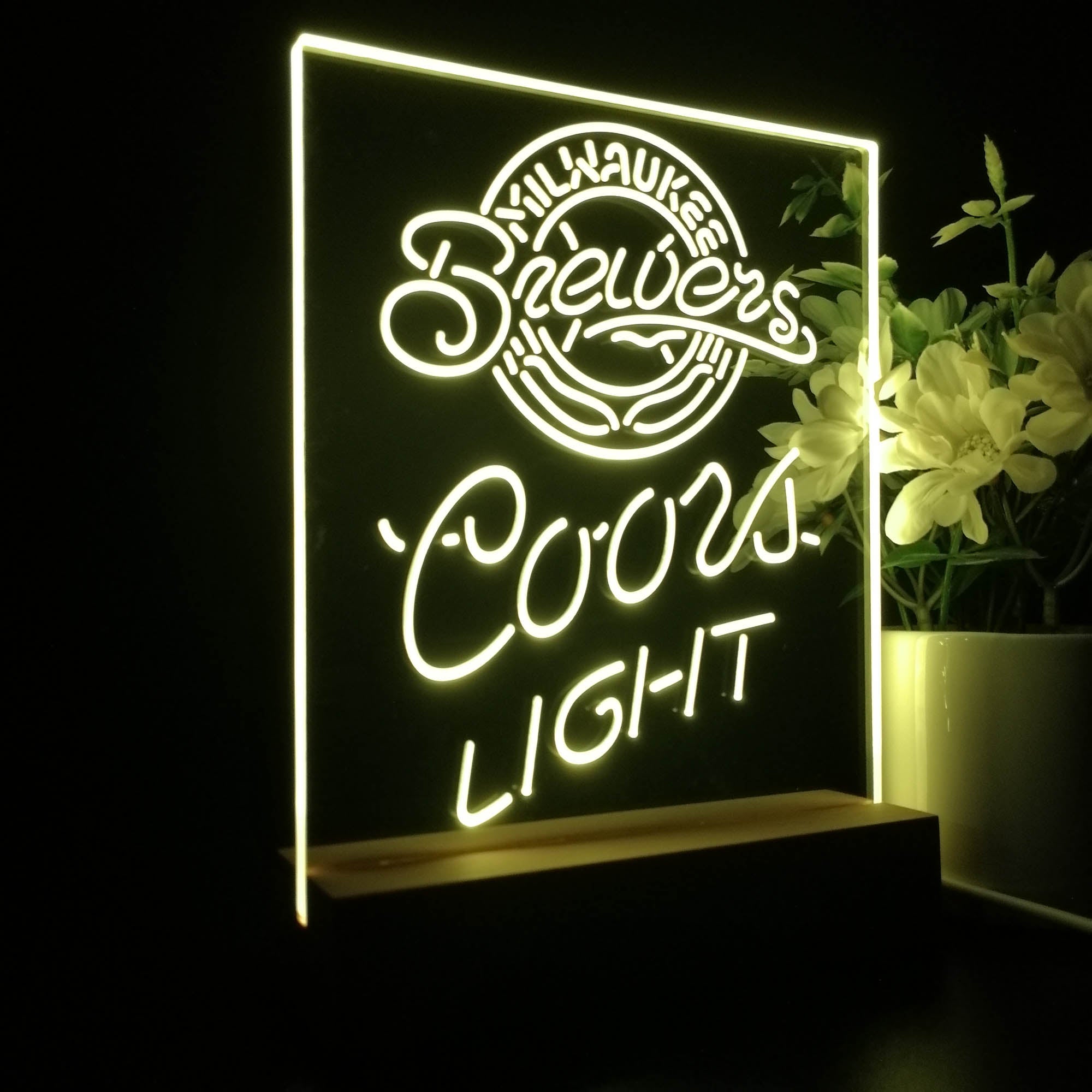 Milwaukee Brewers Coors Light 3D LED Optical Illusion Sport Team Night Light