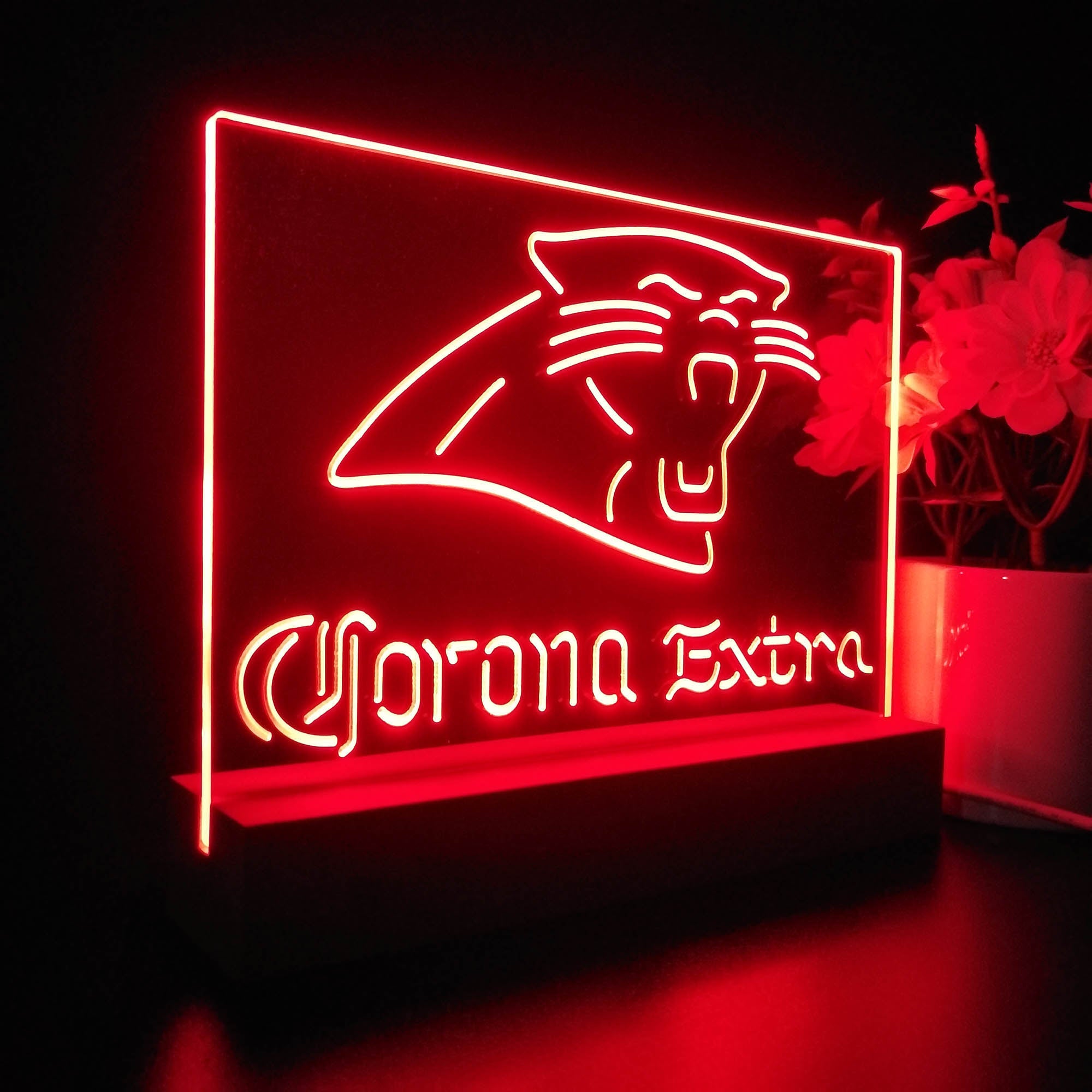 Corona Extra Bar Carolina Panthers Est.1995 Sport Team Night Light 3D Illusion Lamp