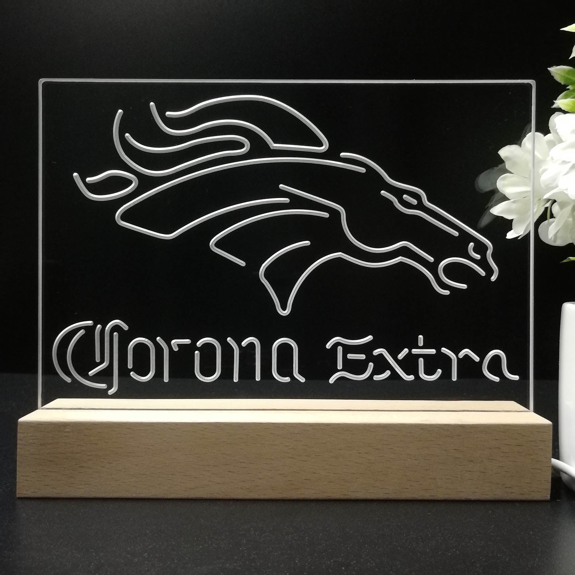 Corona Extra Bar Denver Broncos Est.1960 Sport Team Night Light 3D Illusion Lamp