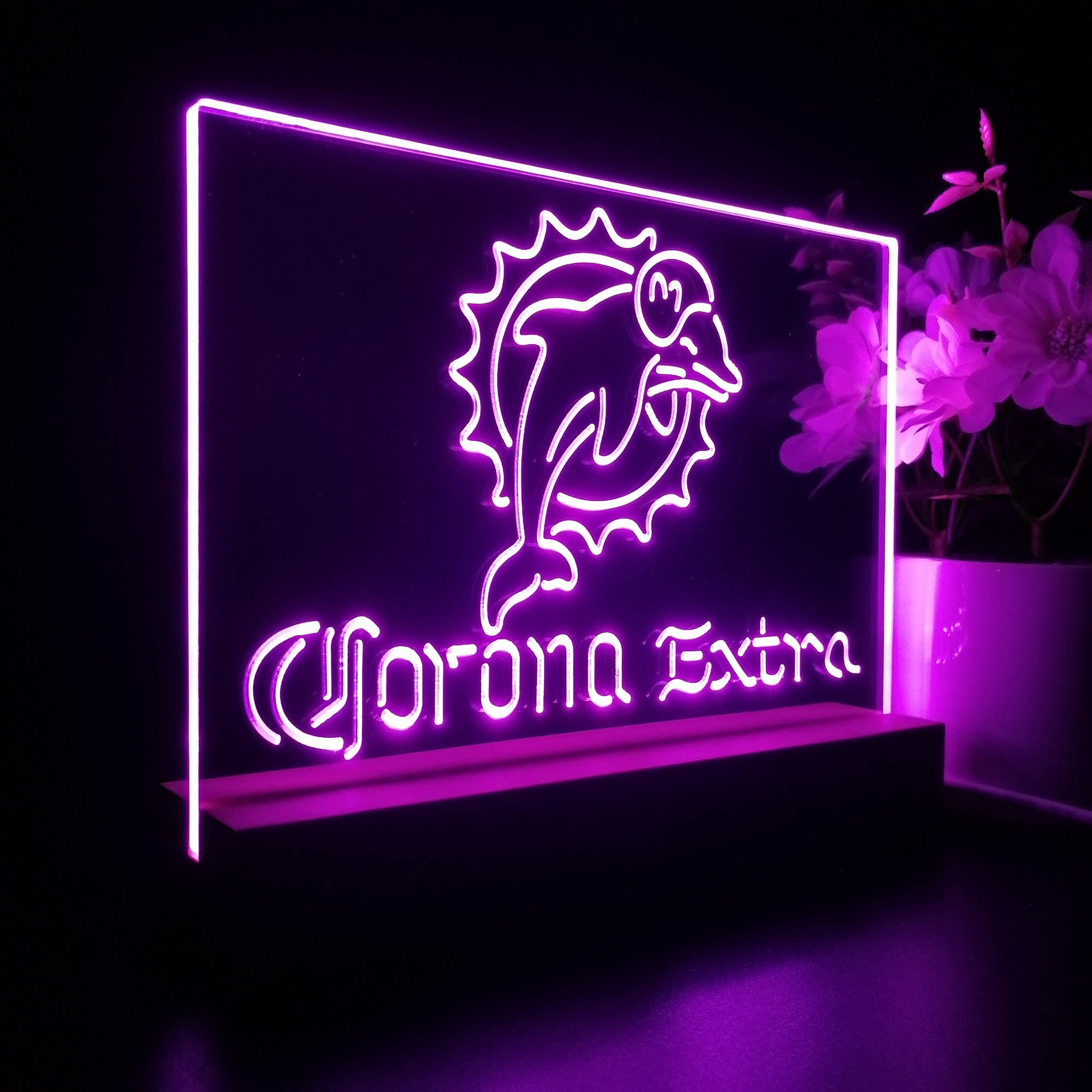 Corona Extra Bar Miami Dolphins Est. 1966 Night Light LED Sign