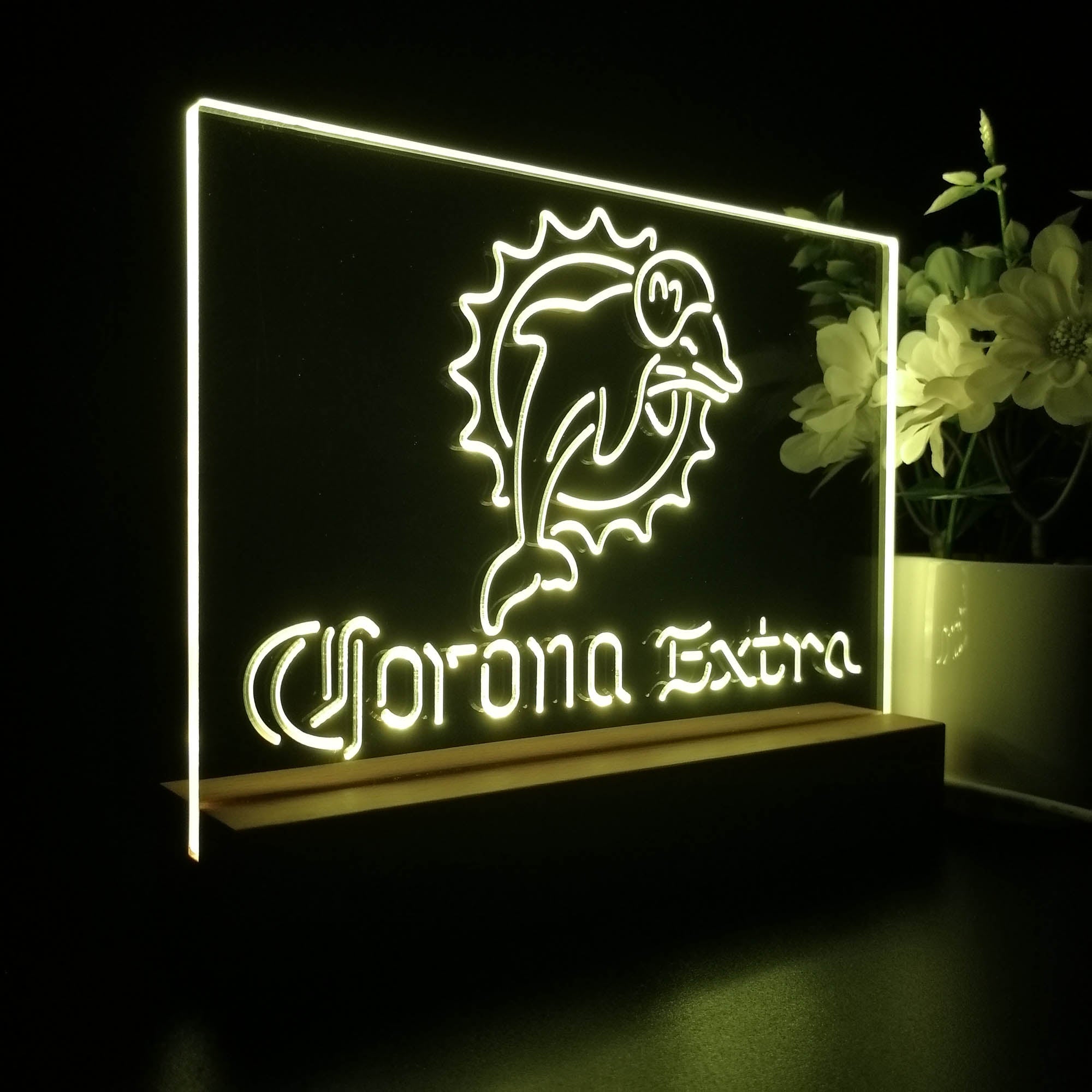 Corona Extra Bar Miami Dolphins Est. 1966 Night Light LED Sign