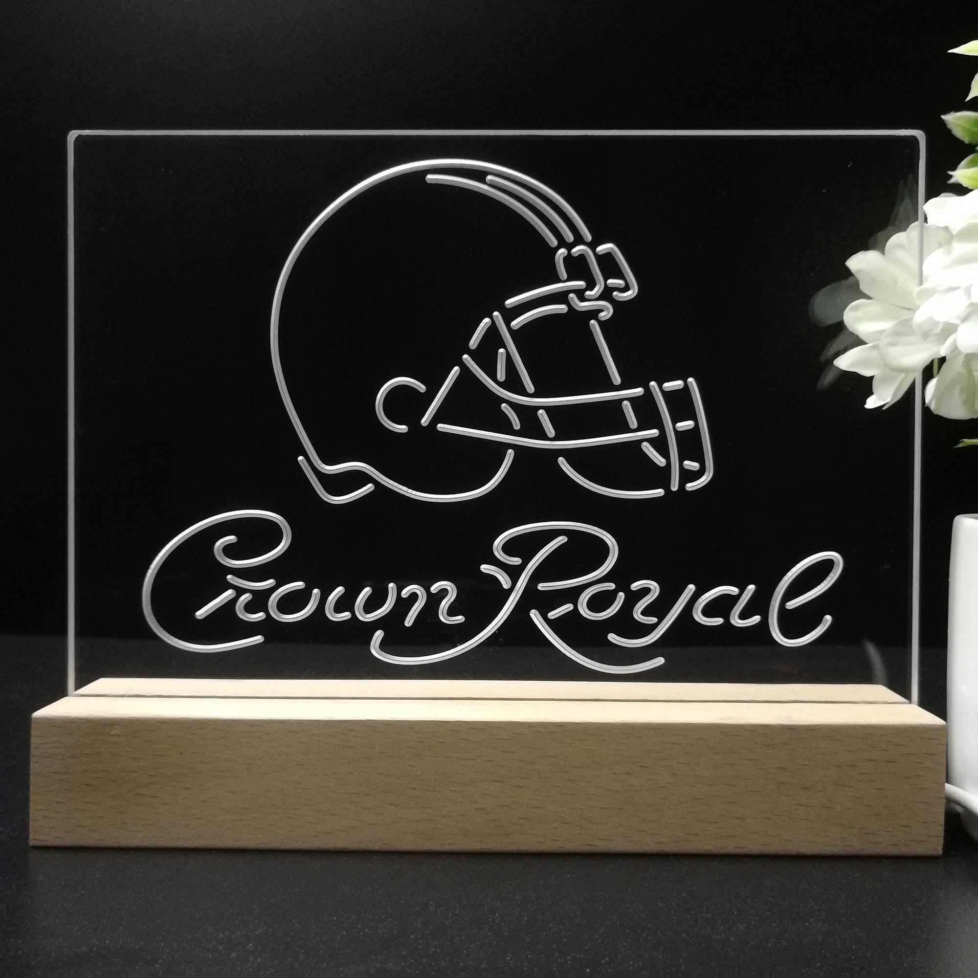 Crown Royal Bar Cleveland Browns Est. 1946 Night Light LED Sign