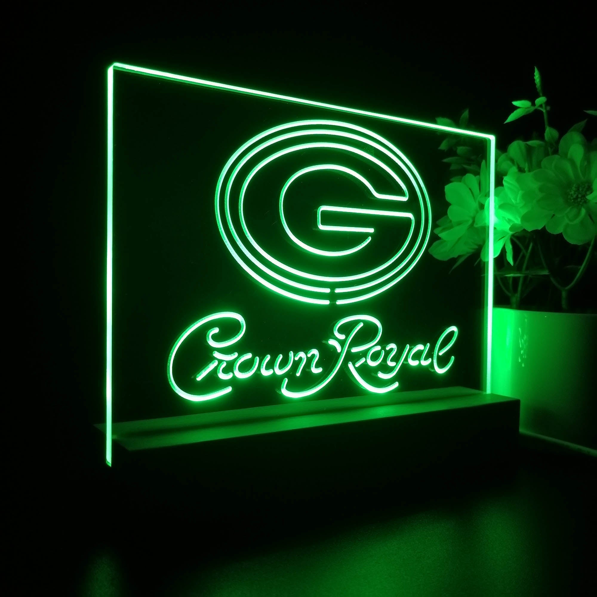 Crown Royal Bar Green Bay Packers Est. 1919 Night Light LED Sign