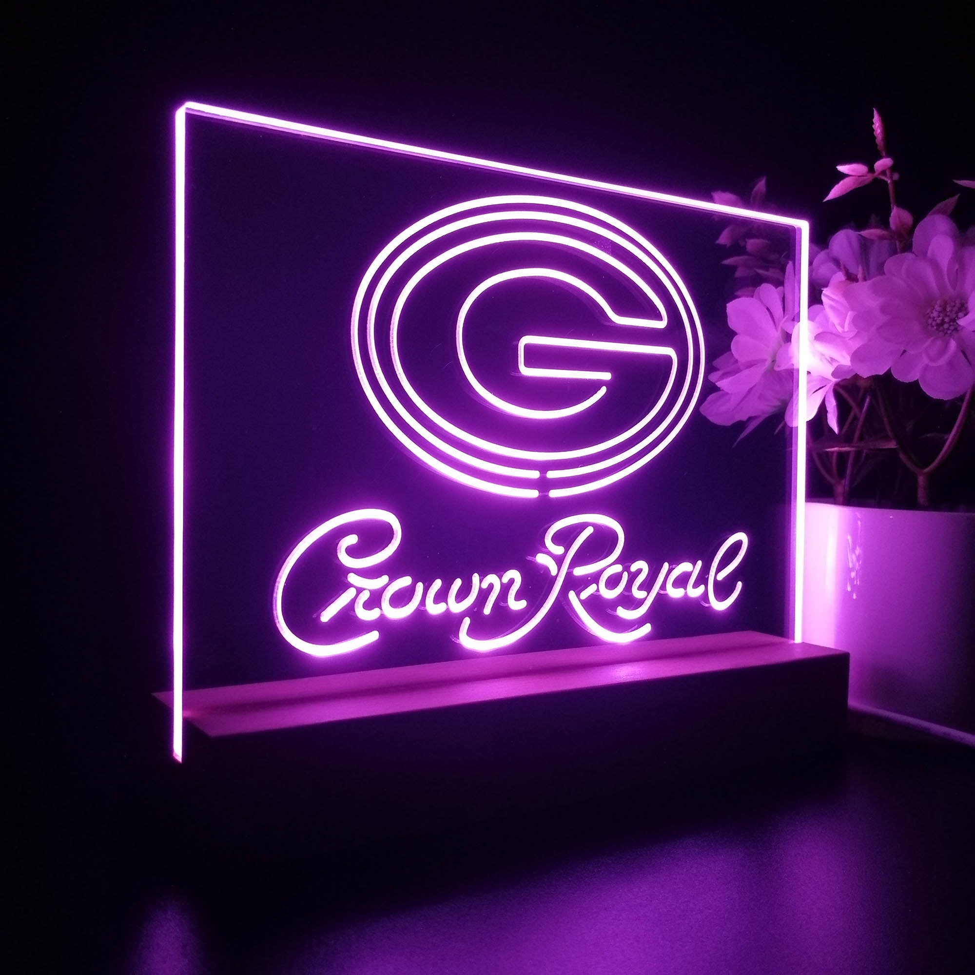 Crown Royal Bar Green Bay Packers Est. 1919 Night Light LED Sign