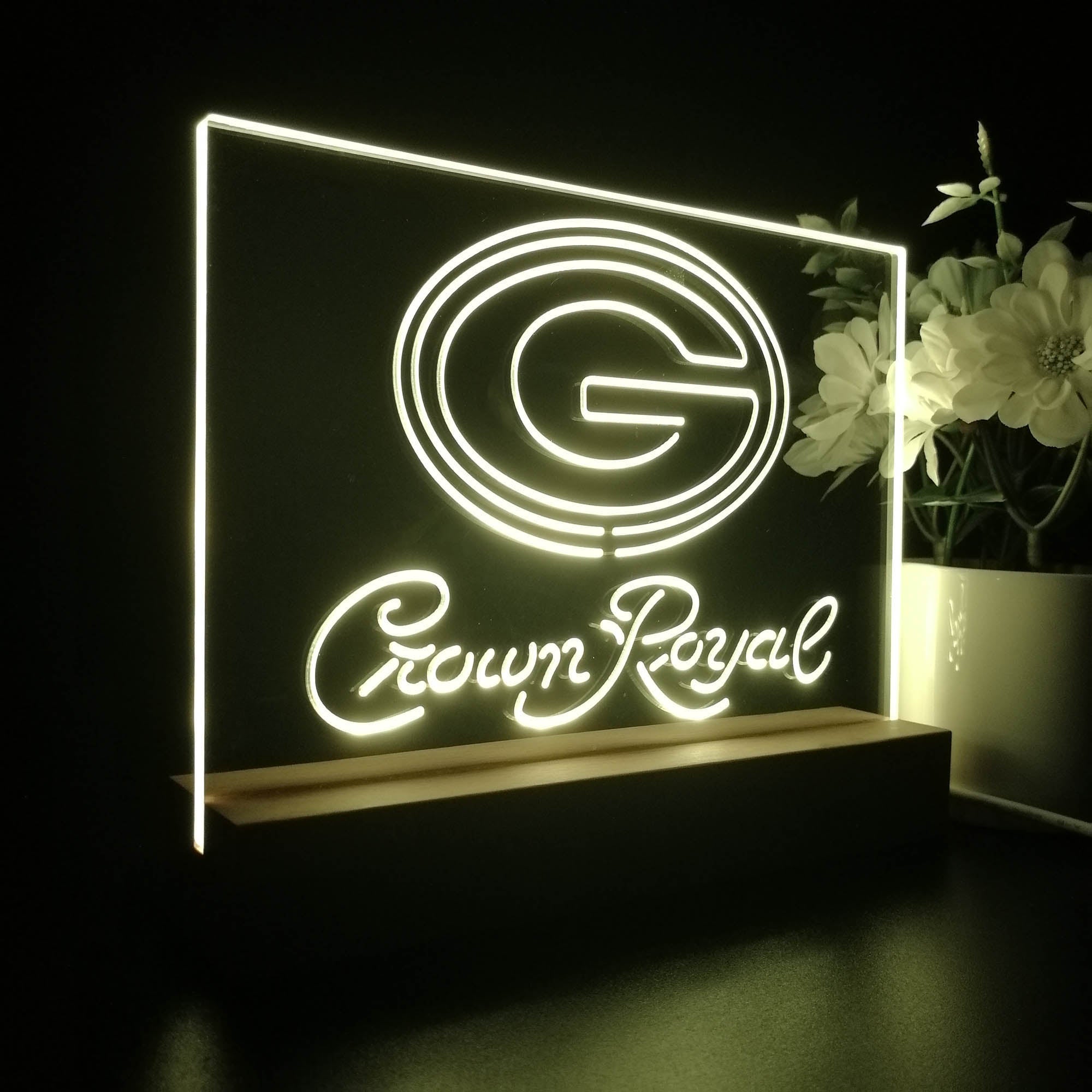 Crown Royal Bar Green Bay Packers Est. 1919 Night Light LED Sign