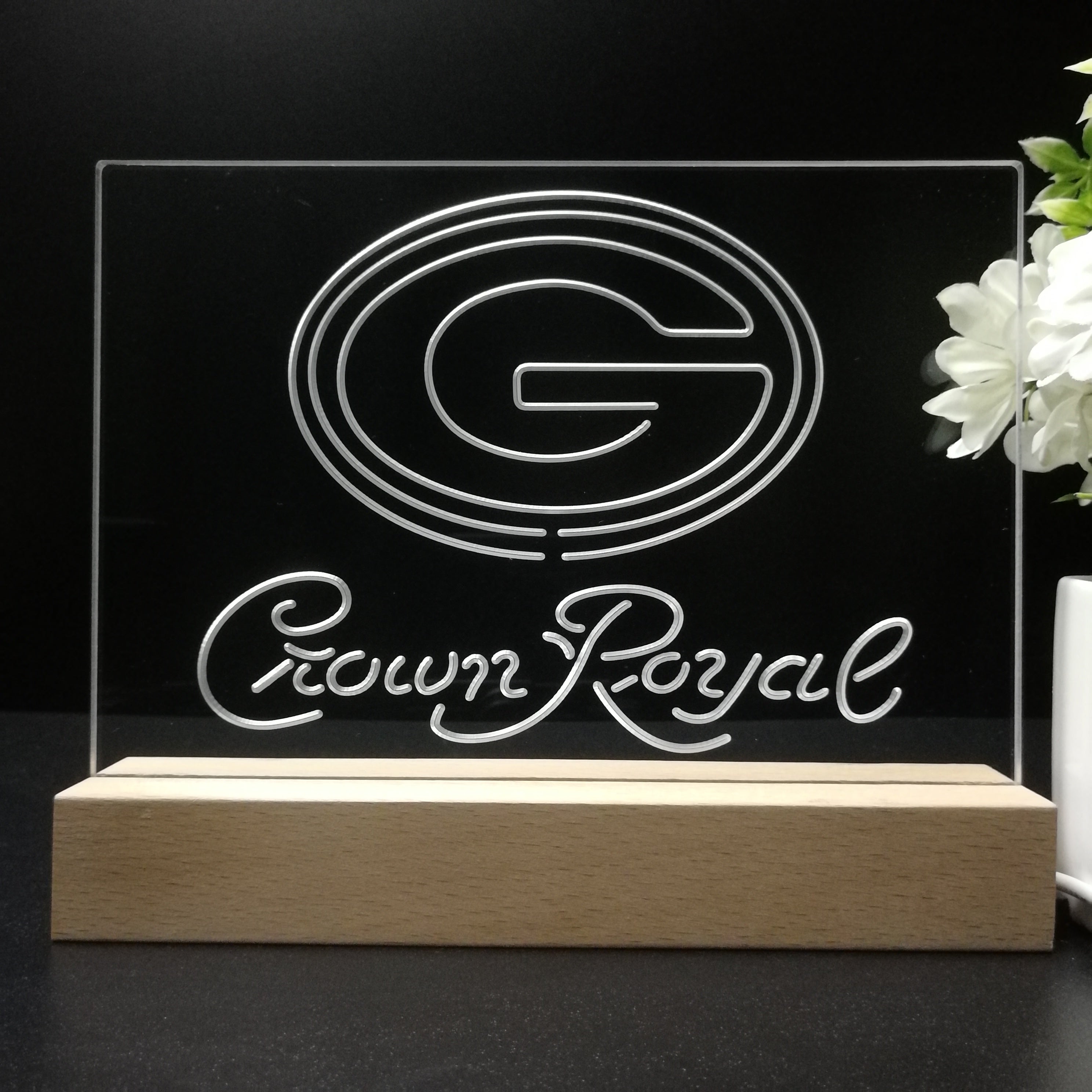 Crown Royal Bar Green Bay Packers Est. 1919 Night Light LED Sign