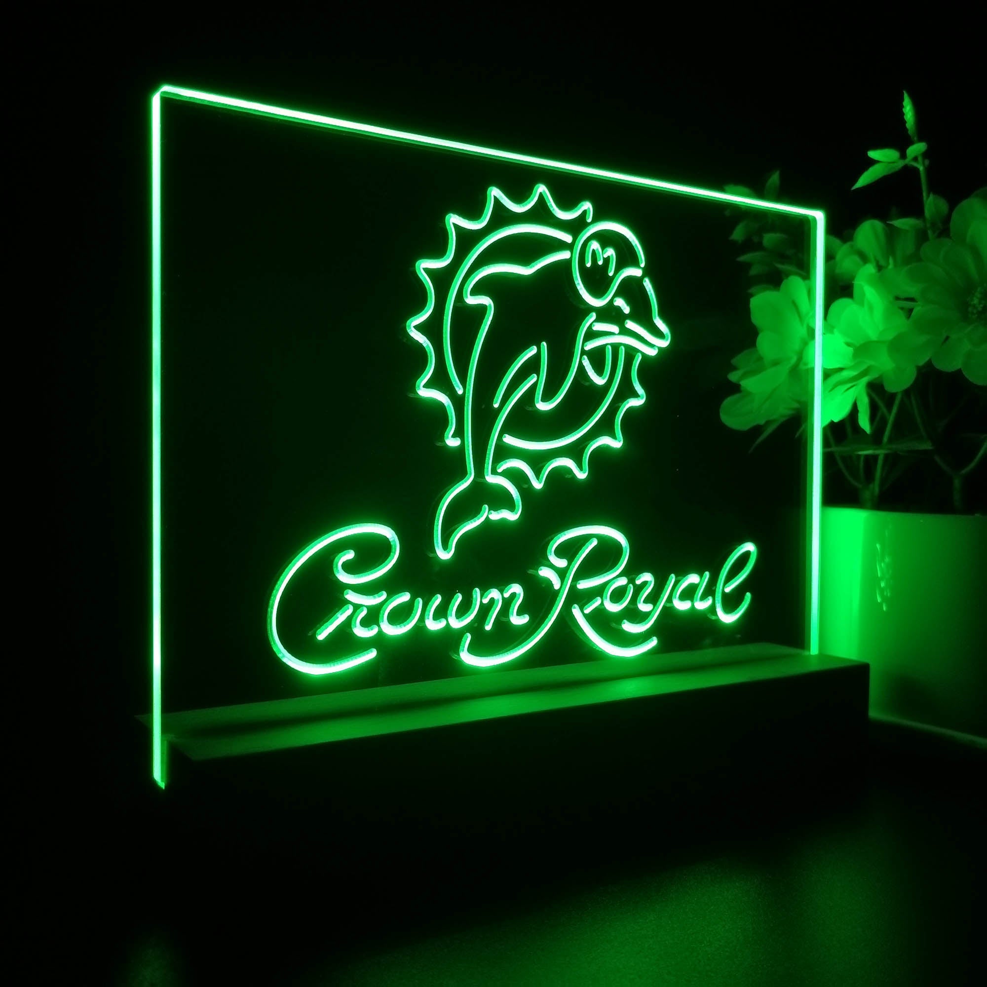 Crown Royal Bar Miami Dolphins Est. 1966 Night Light LED Sign