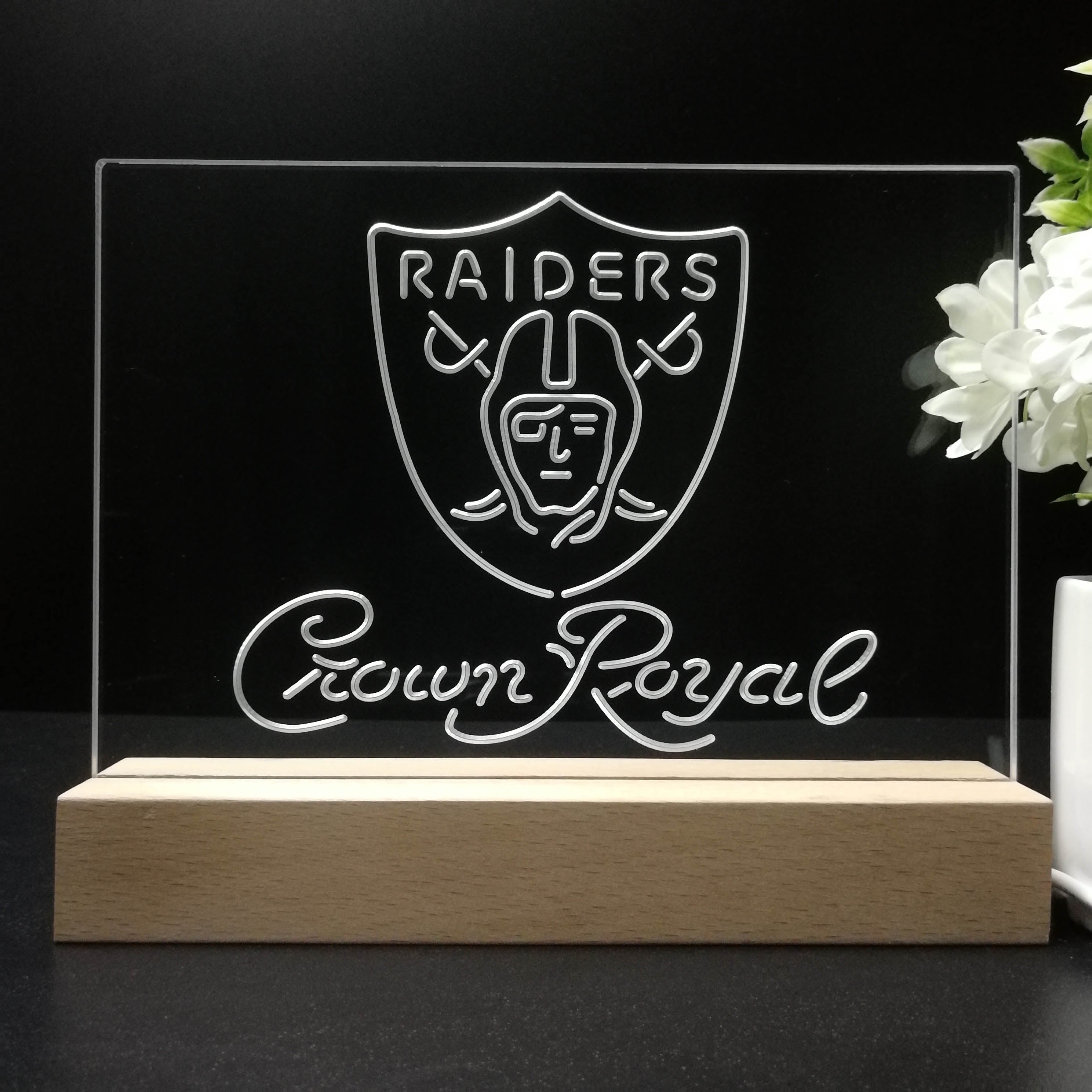 Crown Royal Bar Oakland Raiders Est. 1960 Night Light LED Sign