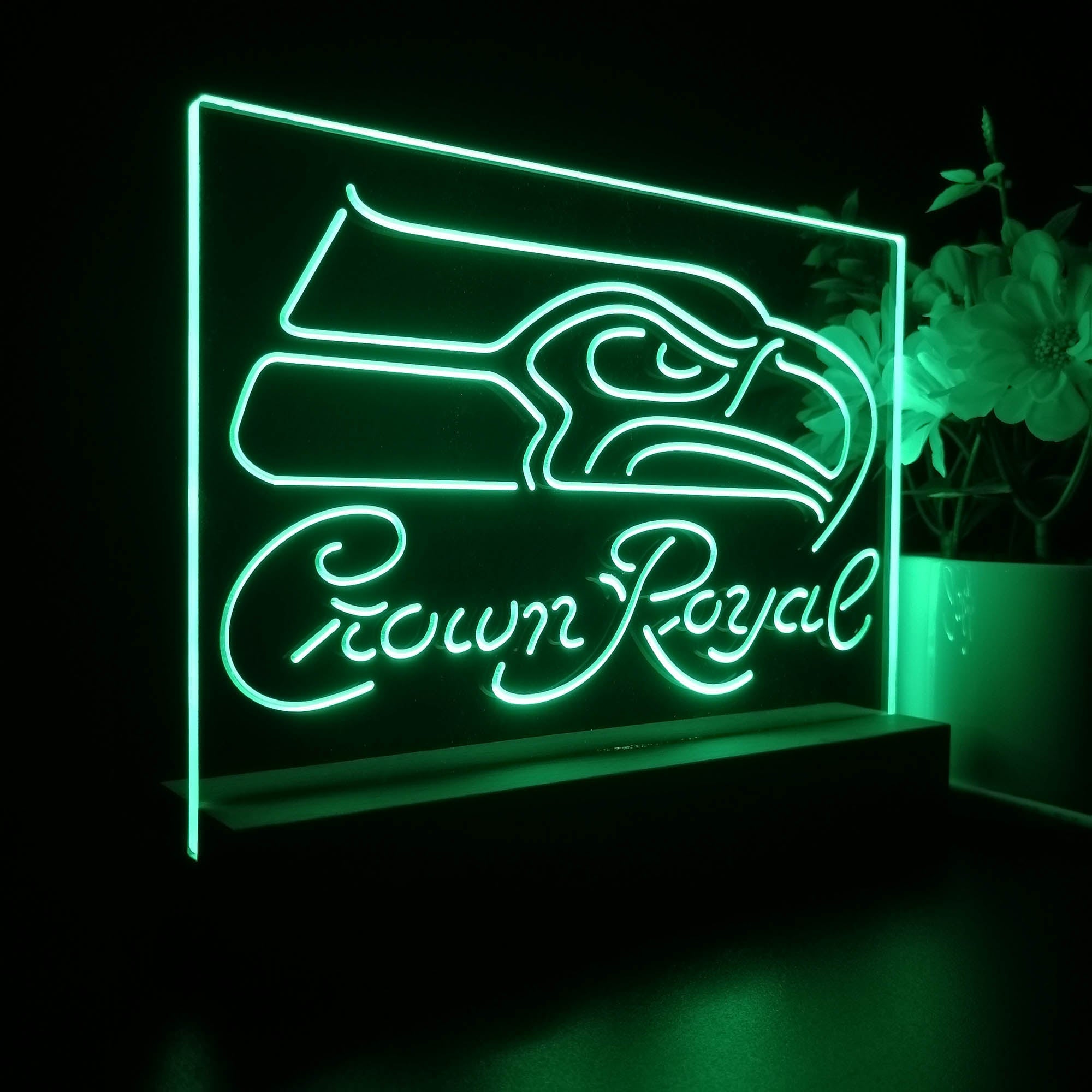 Seattles Football Seahawkss Souvenir Crown Royal Bar Sport Team Night Light 3D Illusion Lamp