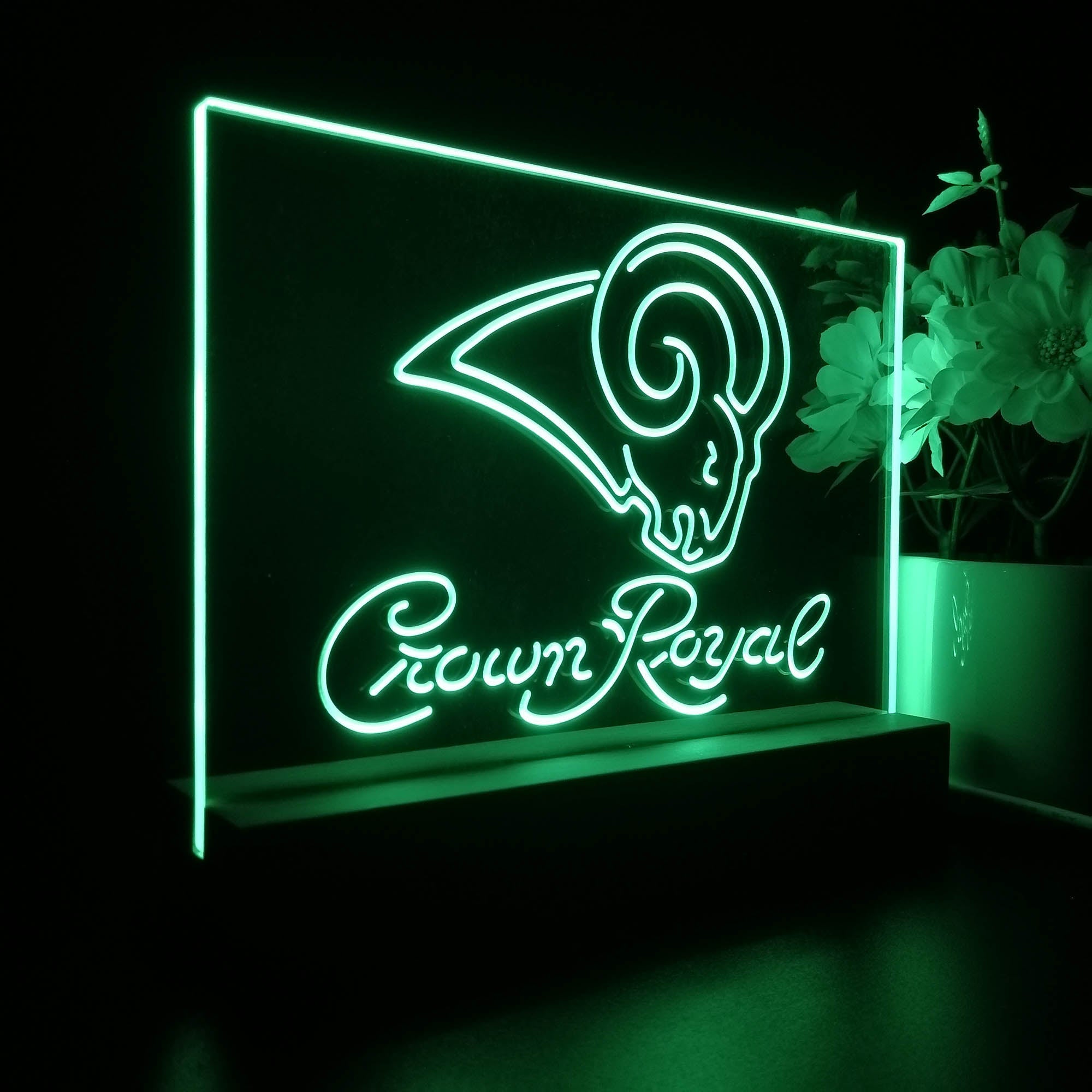 Crown Royal Bar Los Angeles Rams Est. 1937 Night Light LED Sign