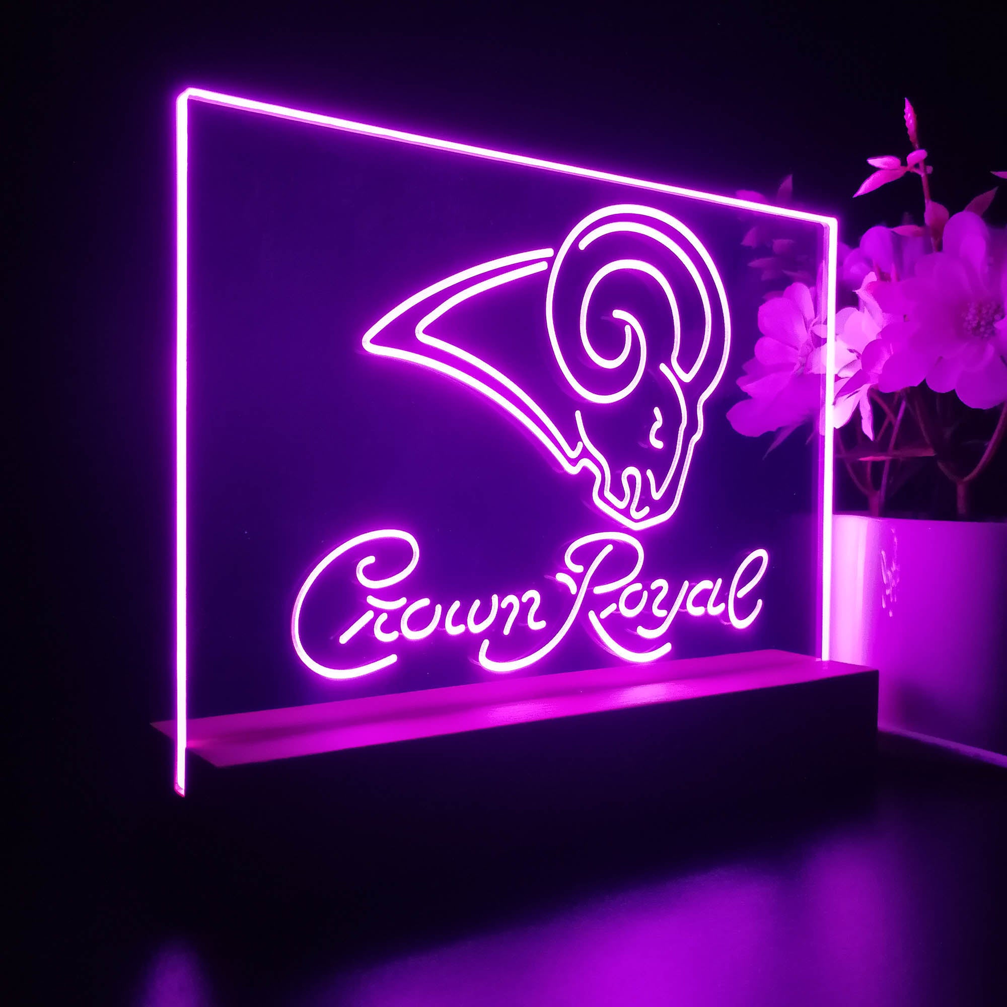 Crown Royal Bar Los Angeles Rams Est. 1937 Night Light LED Sign