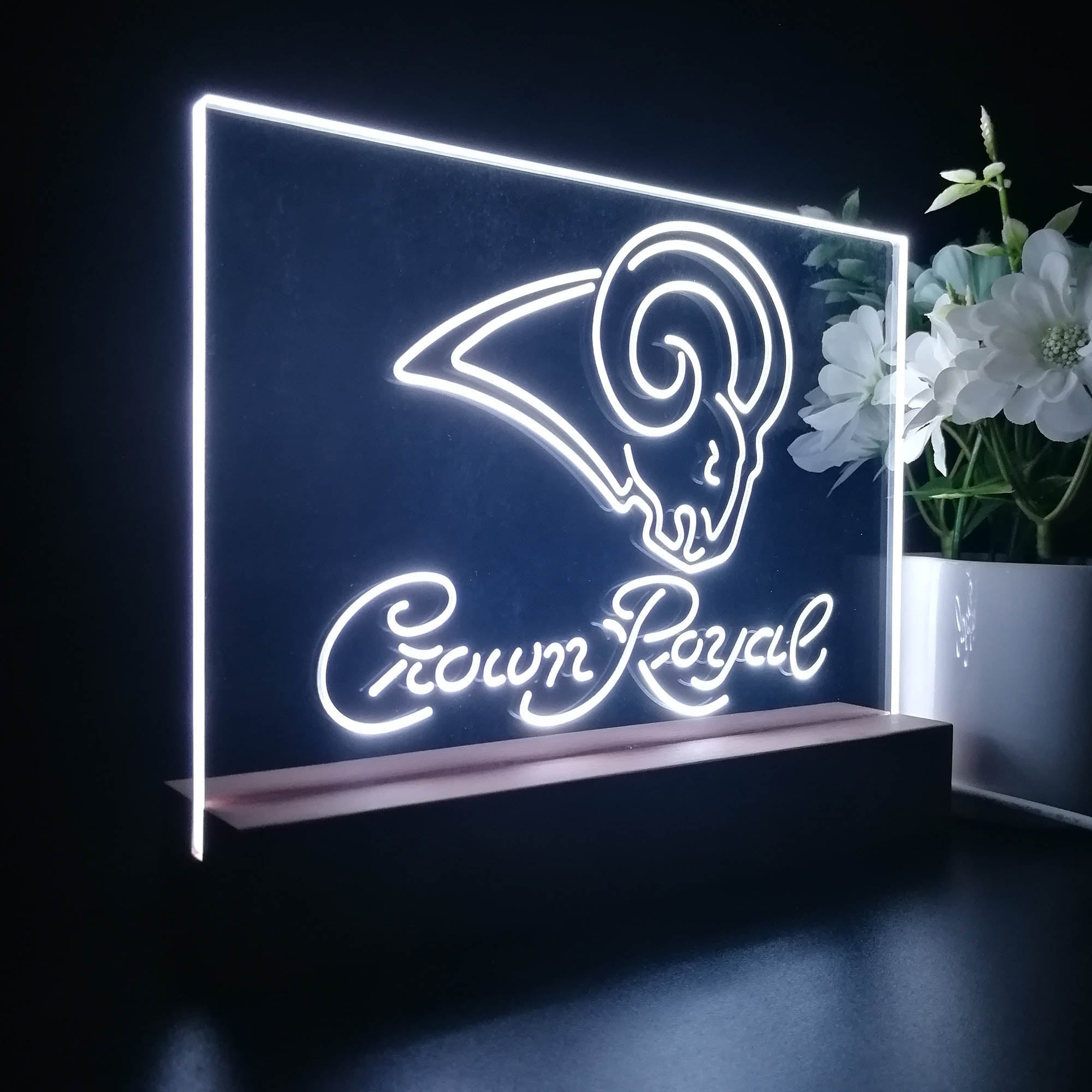 Crown Royal Bar Los Angeles Rams Est. 1937 Night Light LED Sign