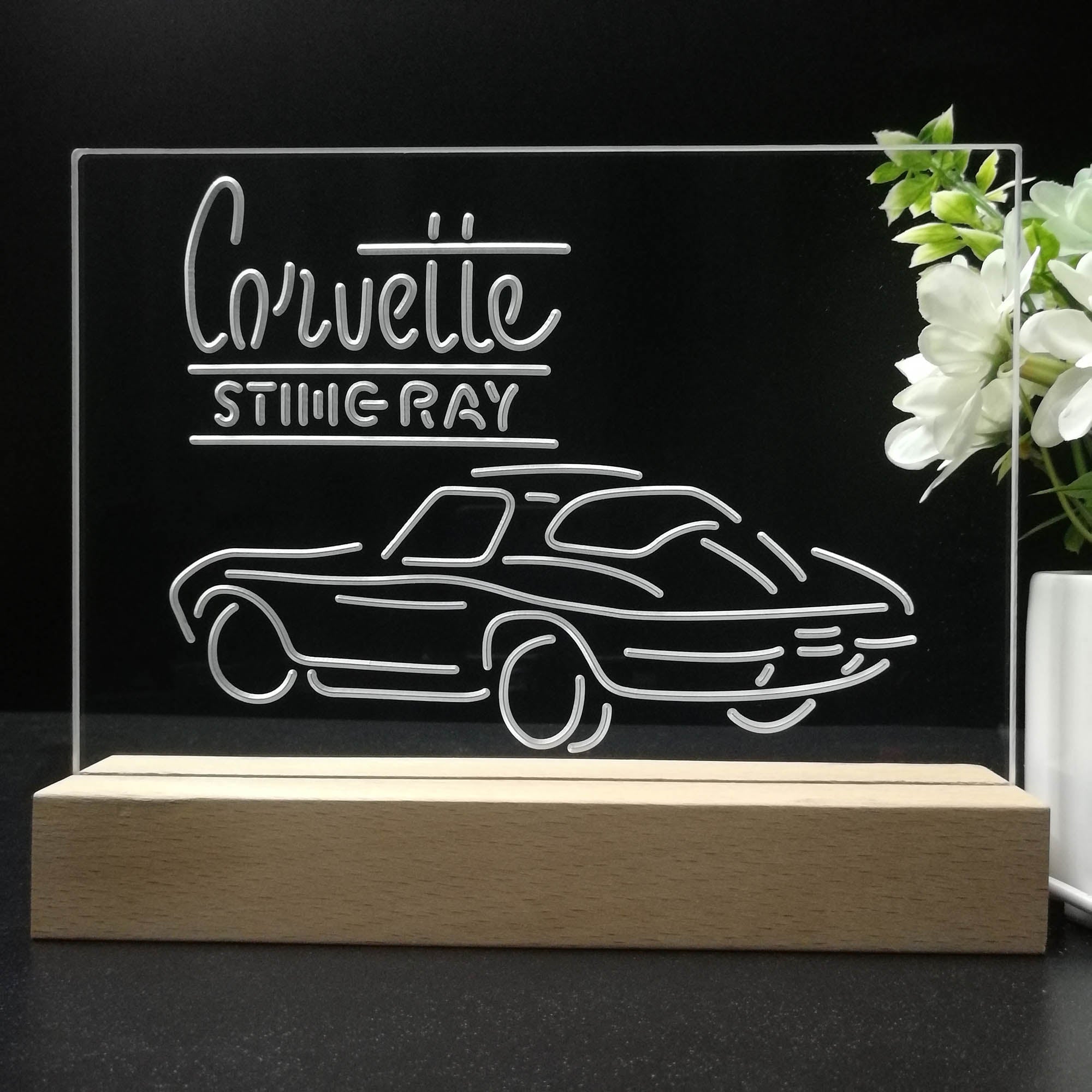 Corvette Sting Ray Night Light LED Sign