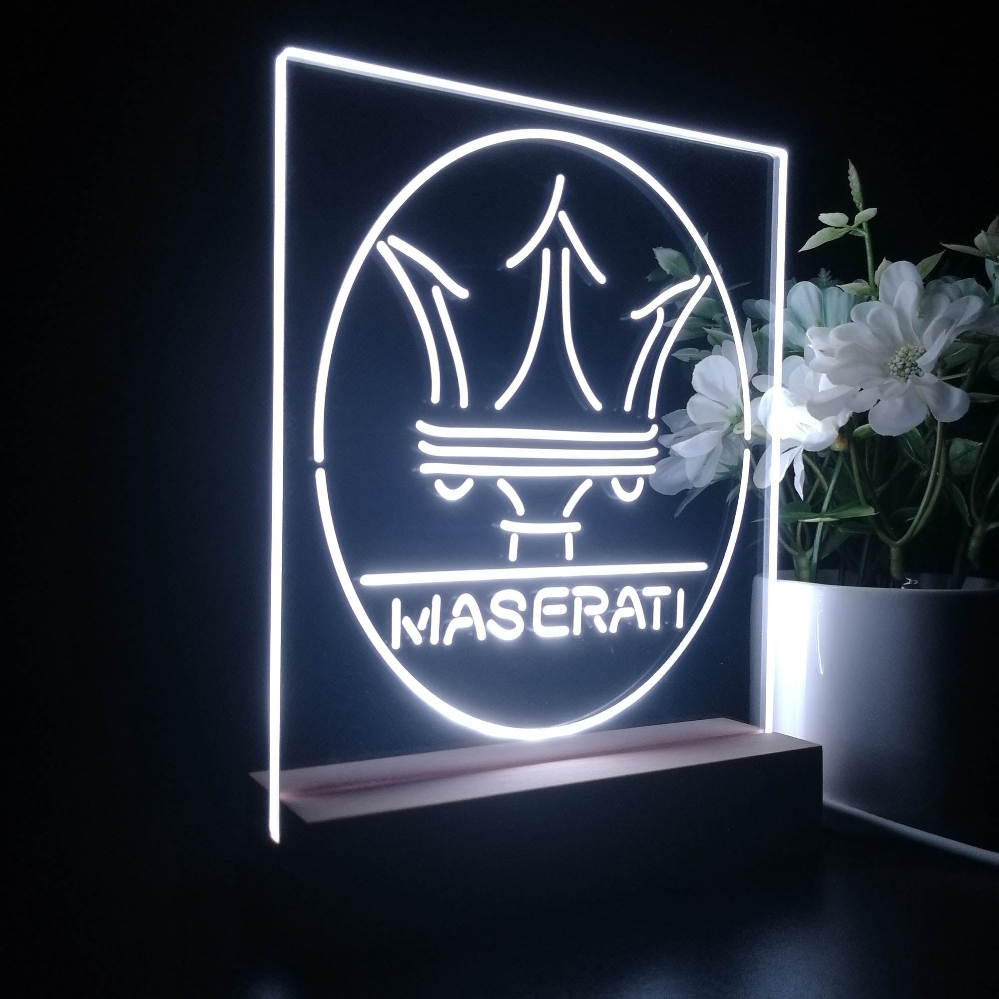 Maserati Led Sign Maserati 3D LED Optical Illusion Night Light | Joyatwall – joyatwall