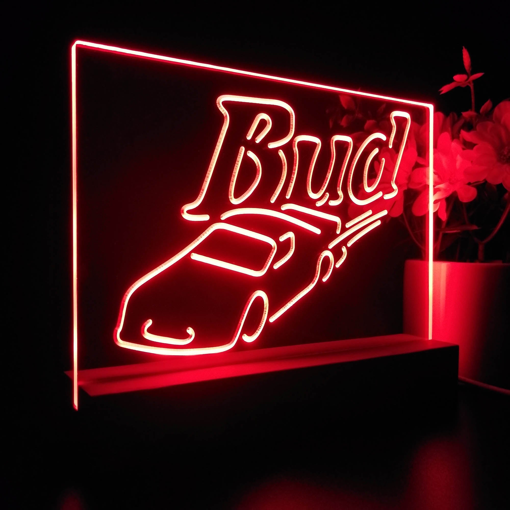 Bud Sport Racing Car Night Light LED Sign