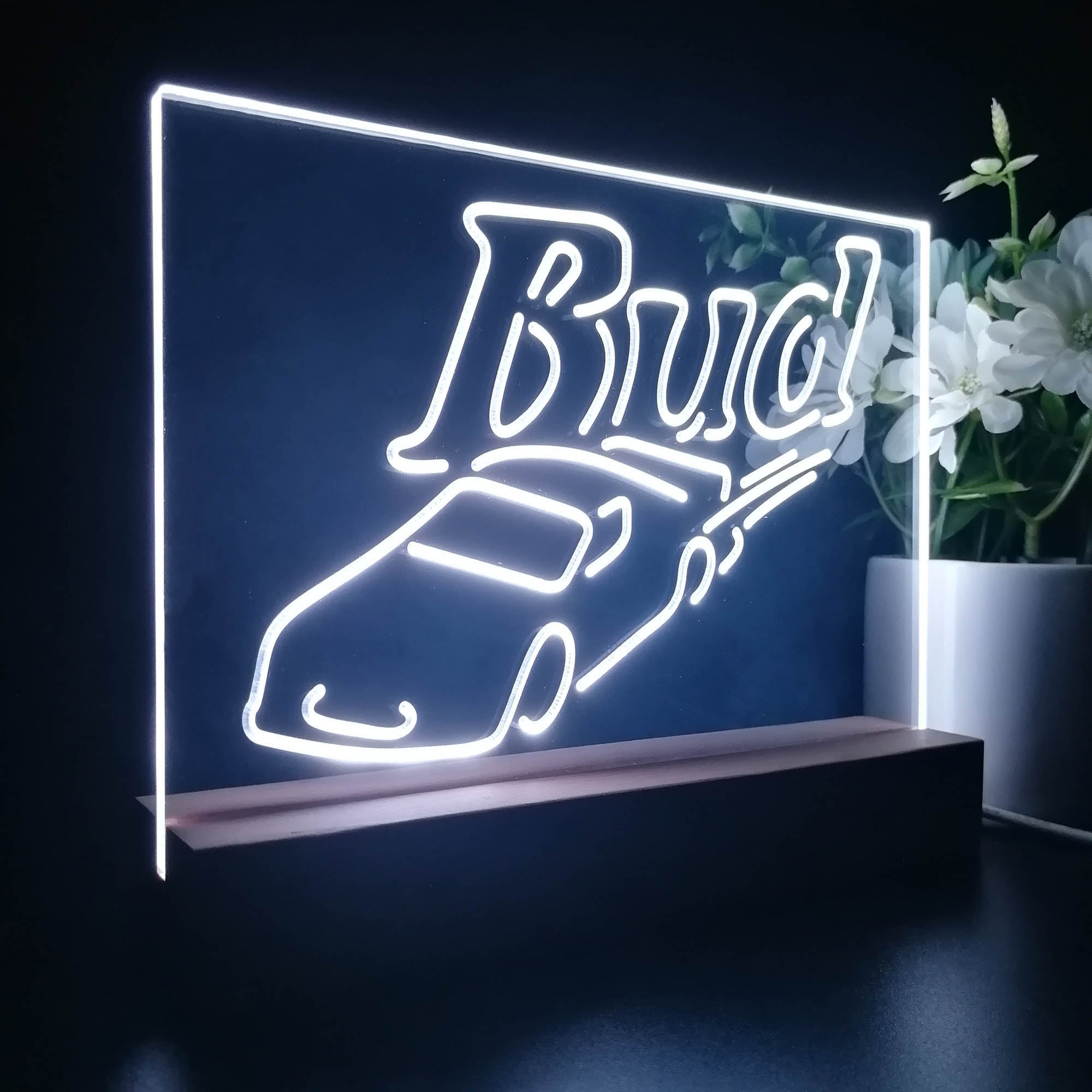 Bud Sport Racing Car Night Light LED Sign