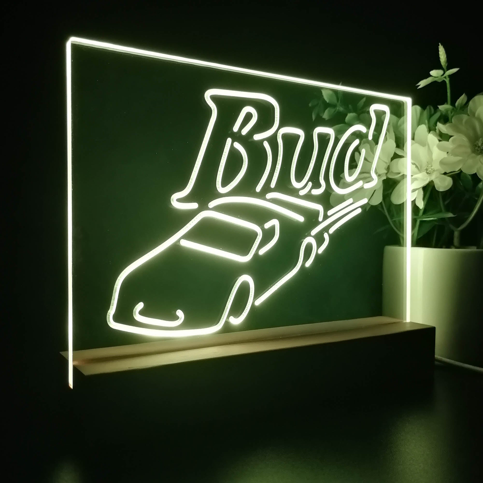 Bud Sport Racing Car Night Light LED Sign