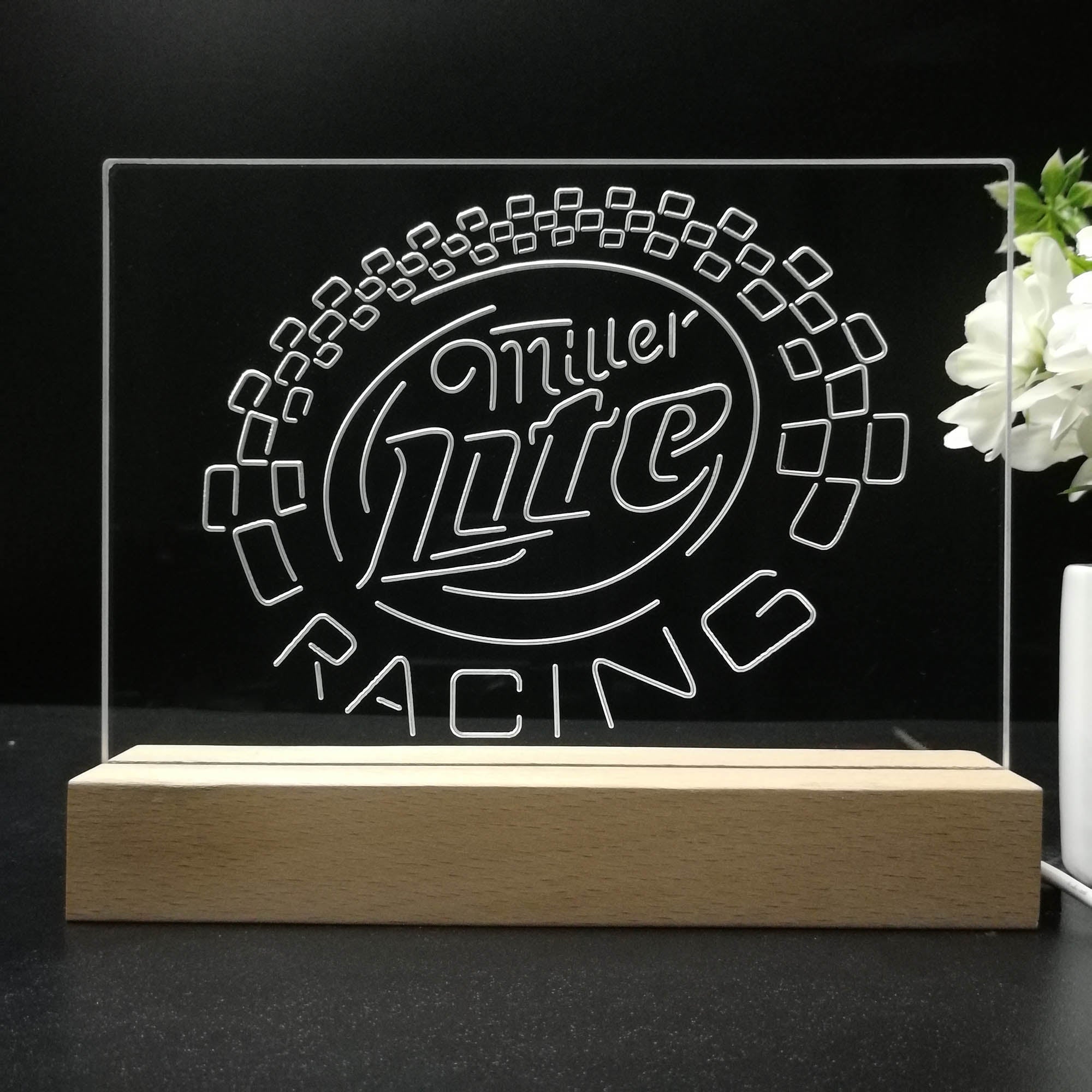 Miller Lite Racing Car Night Light LED Sign