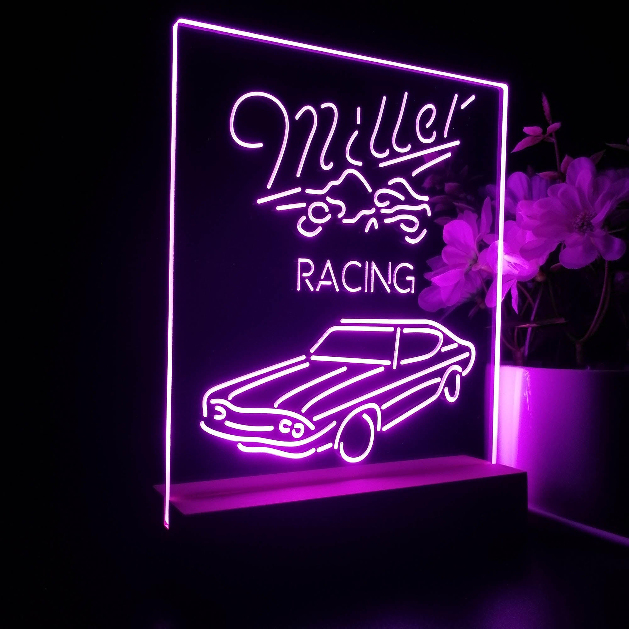 Miller Lite Car Racing Sport Beer Night Light LED Sign