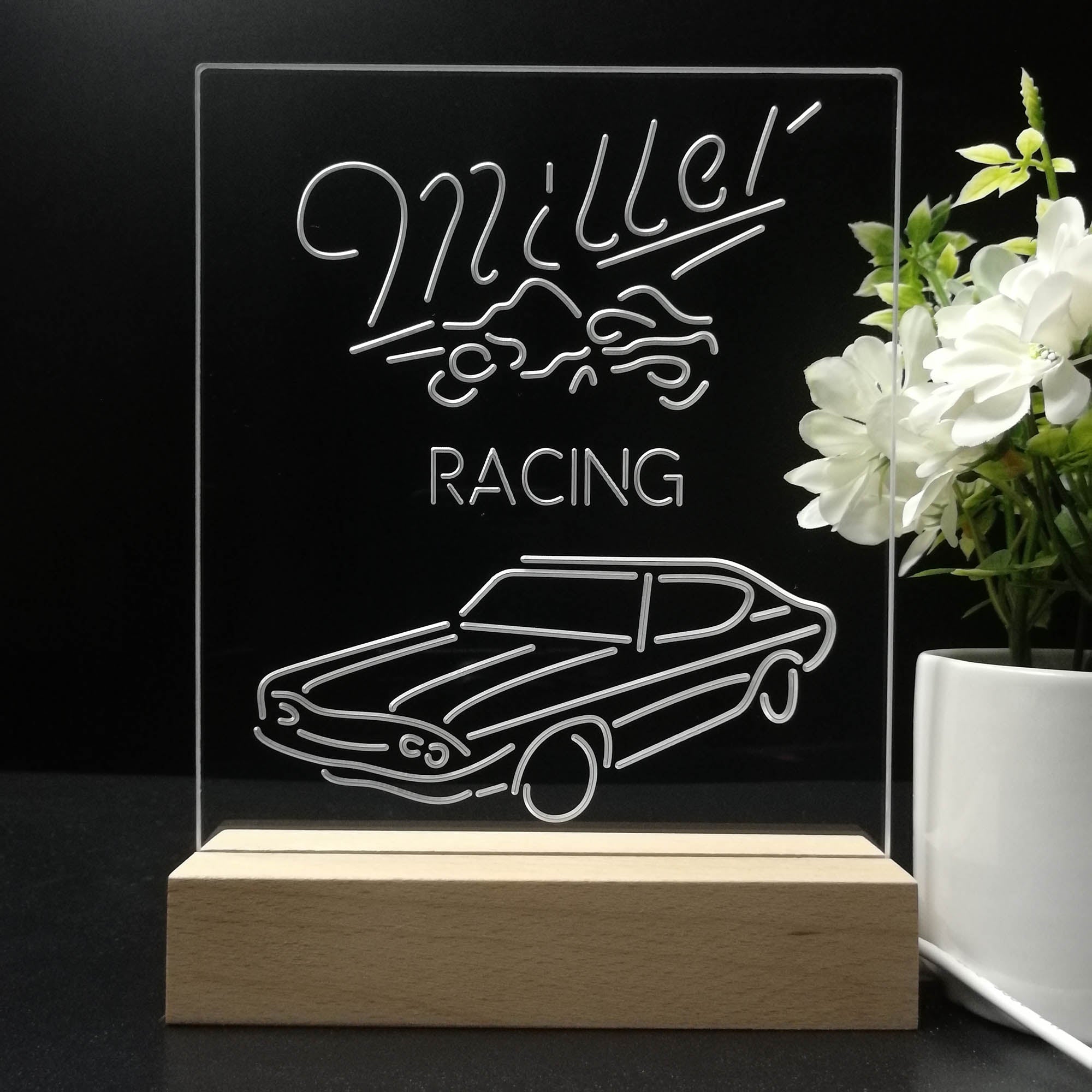 Miller Lite Car Racing Sport Beer Night Light LED Sign