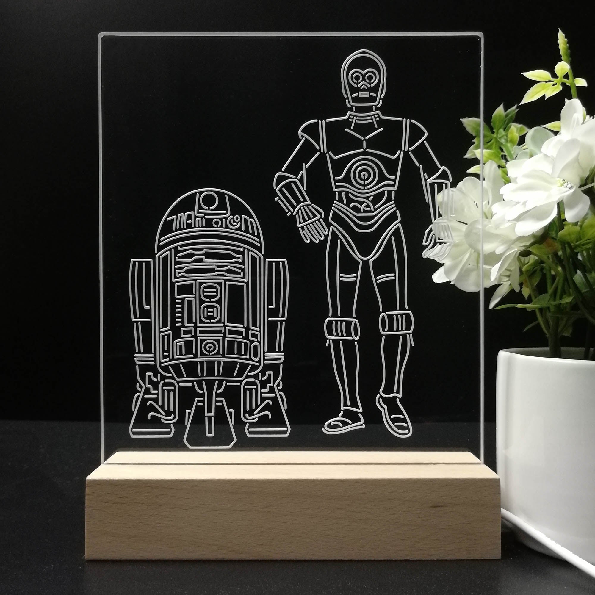 R2D2 C3PO Stars Wars Night Light LED Sign