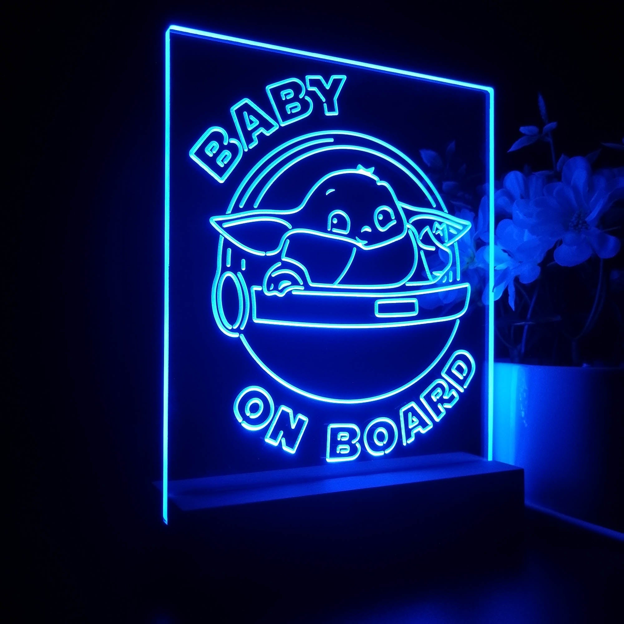 The Child Baby Yoda On Board Mandalorian Night Light LED Sign