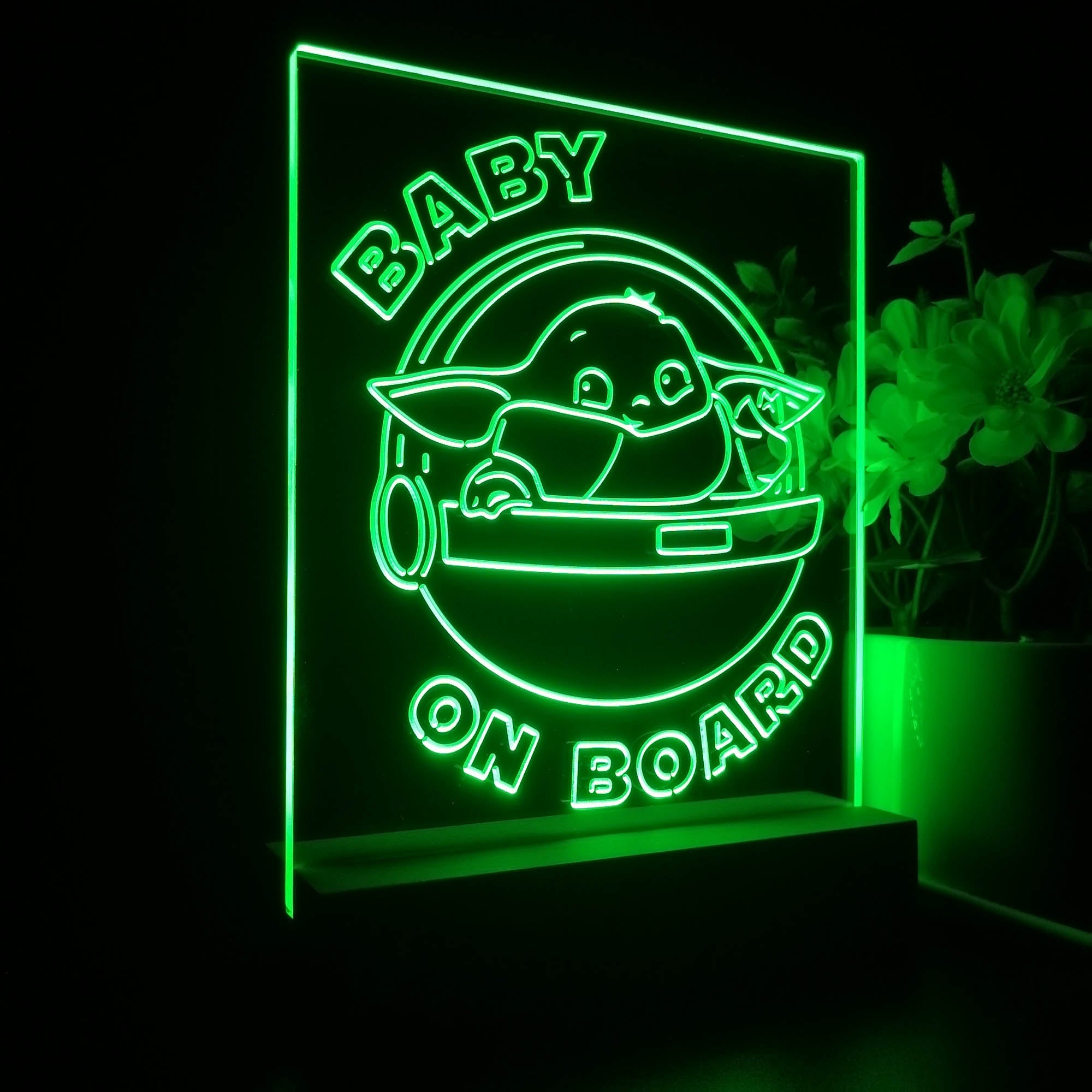 The Child Baby Yoda On Board Mandalorian Night Light LED Sign