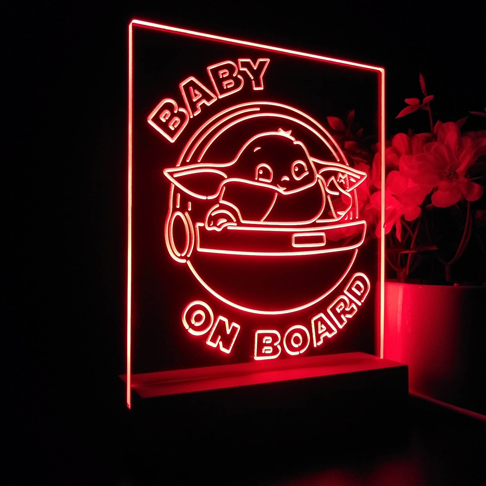 The Child Baby Yoda On Board Mandalorian Night Light LED Sign