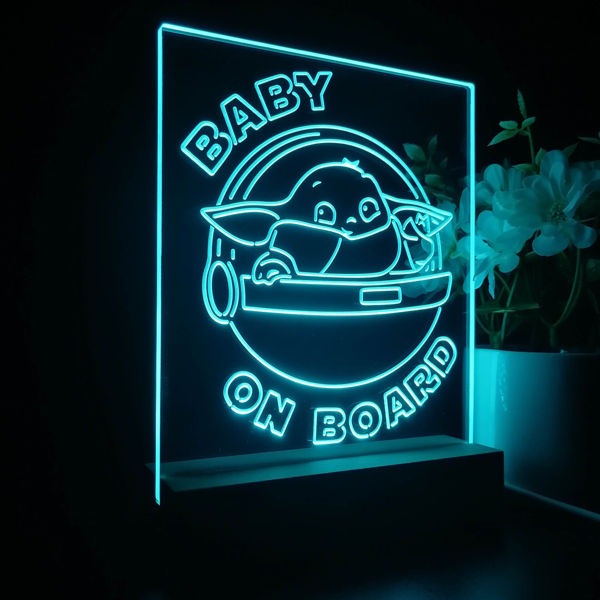 The Child Baby Yoda On Board Mandalorian Night Light LED Sign