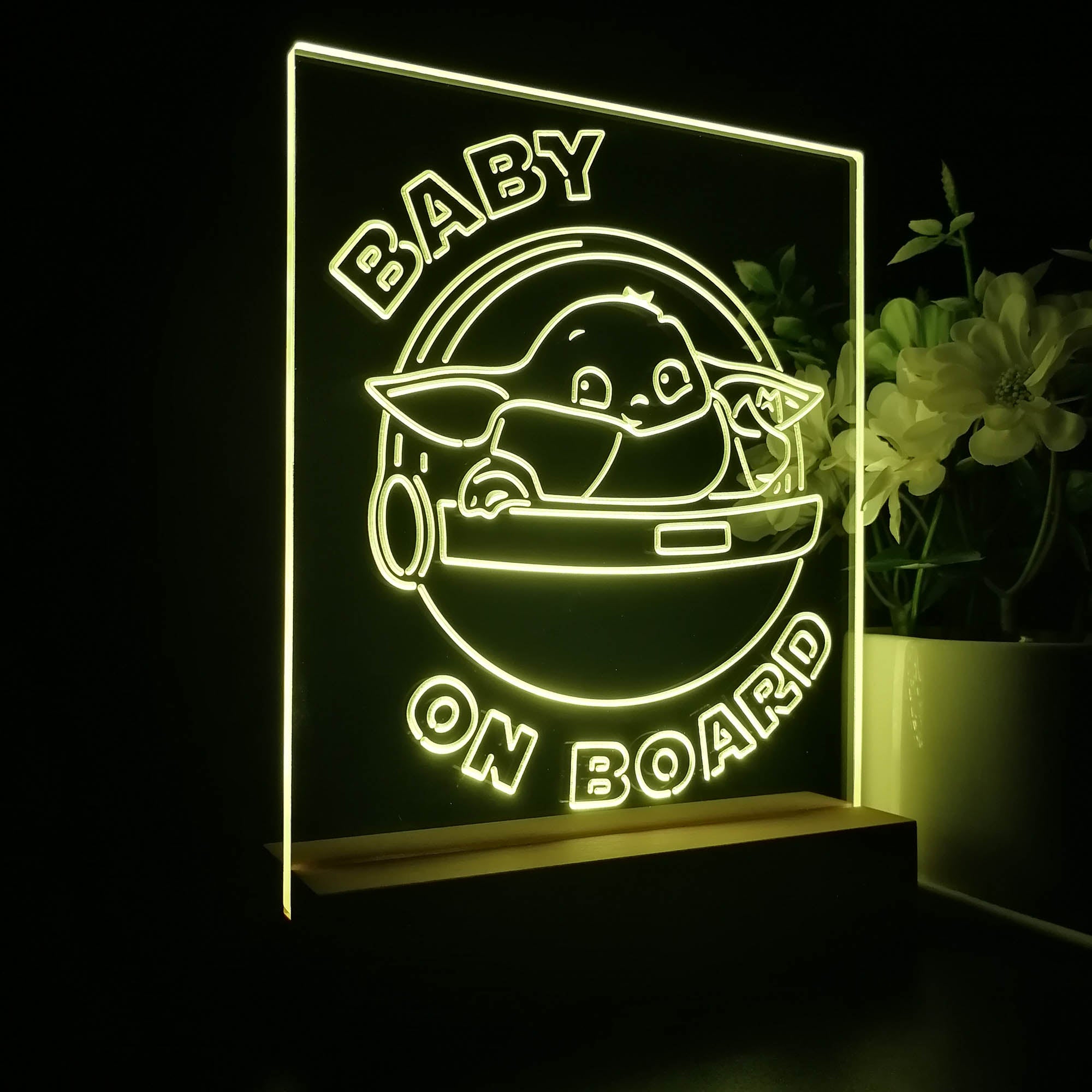 The Child Baby Yoda On Board Mandalorian Night Light LED Sign