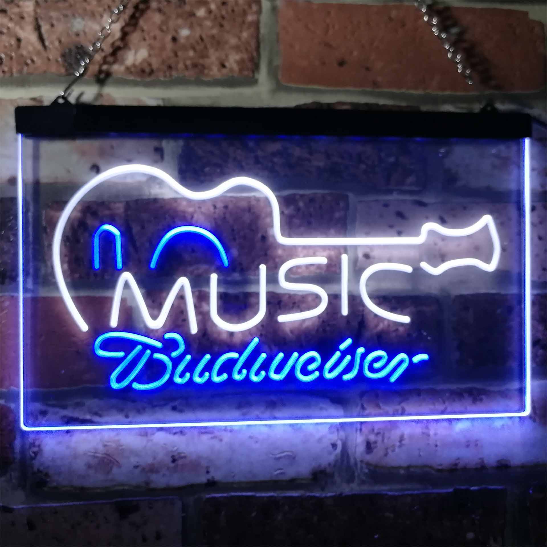 Budweiser Music Guitar Beer Bar Decor LED Neon Sign