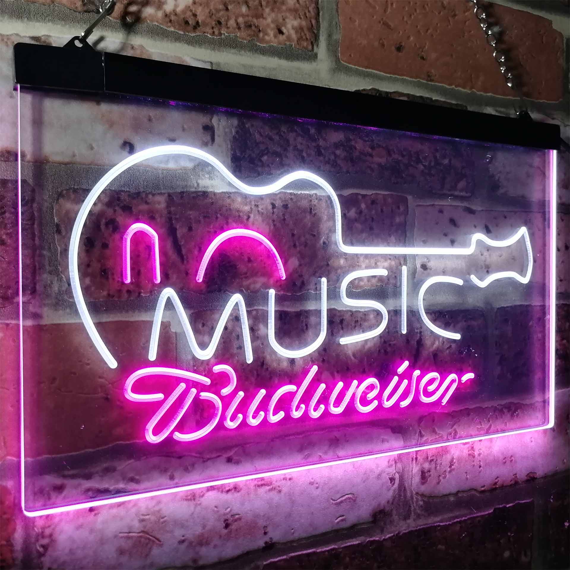 Budweiser Music Guitar Beer Bar Decor LED Neon Sign