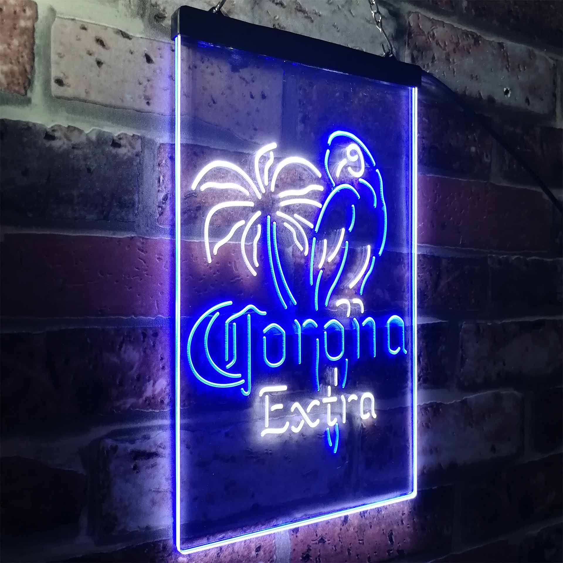Coronas Parrots Beer Bar Man Cave LED Neon Sign