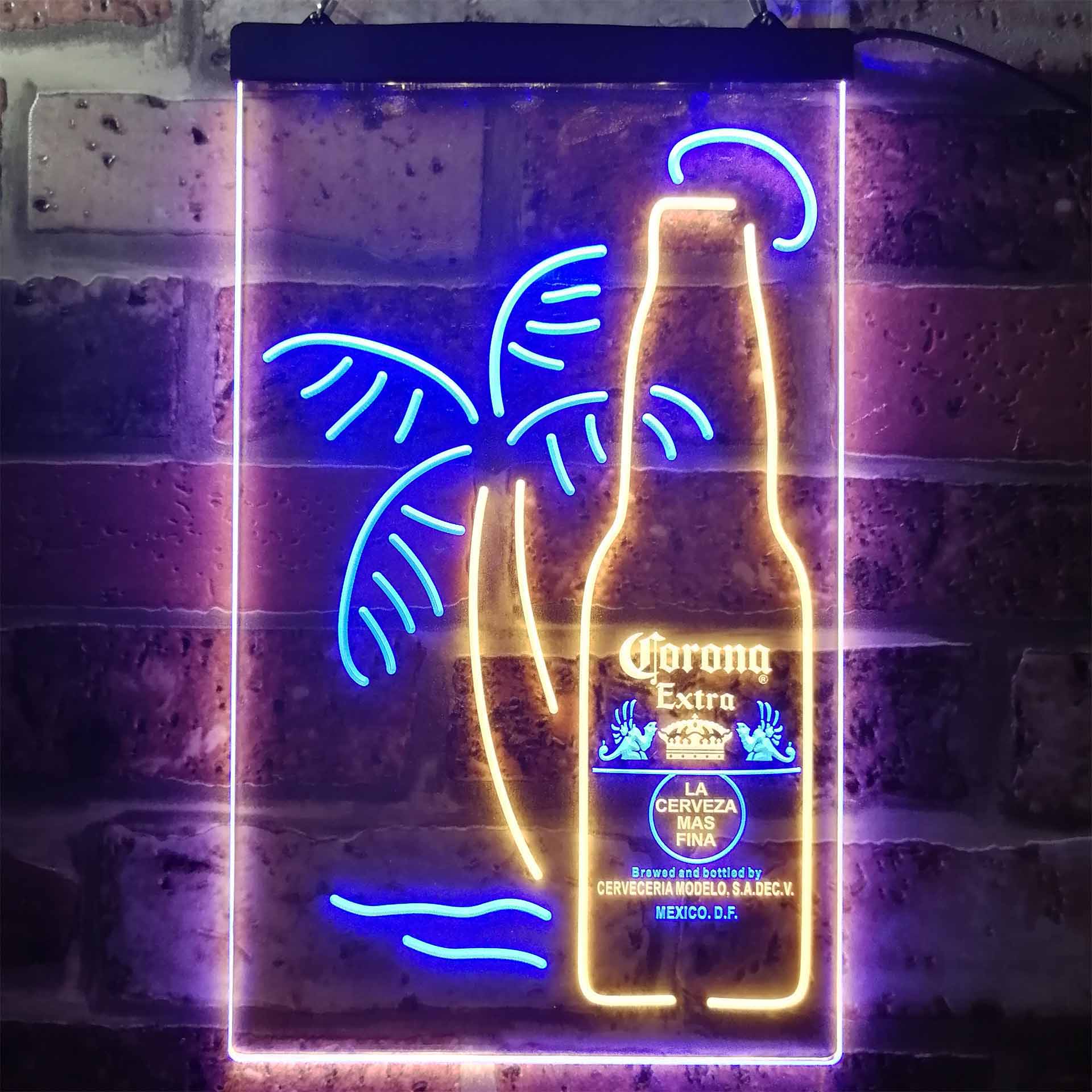 Coronas Extras Bottle Palm Tree LED Neon Sign