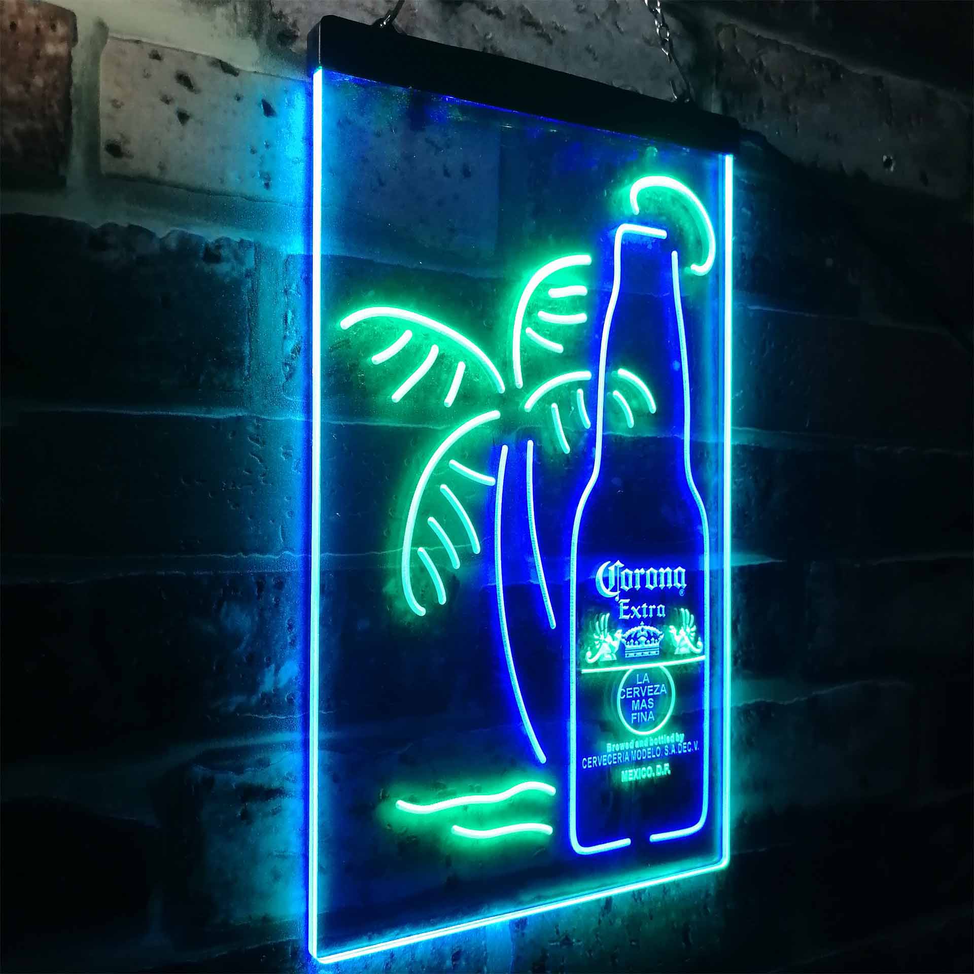 Coronas Extras Bottle Palm Tree LED Neon Sign