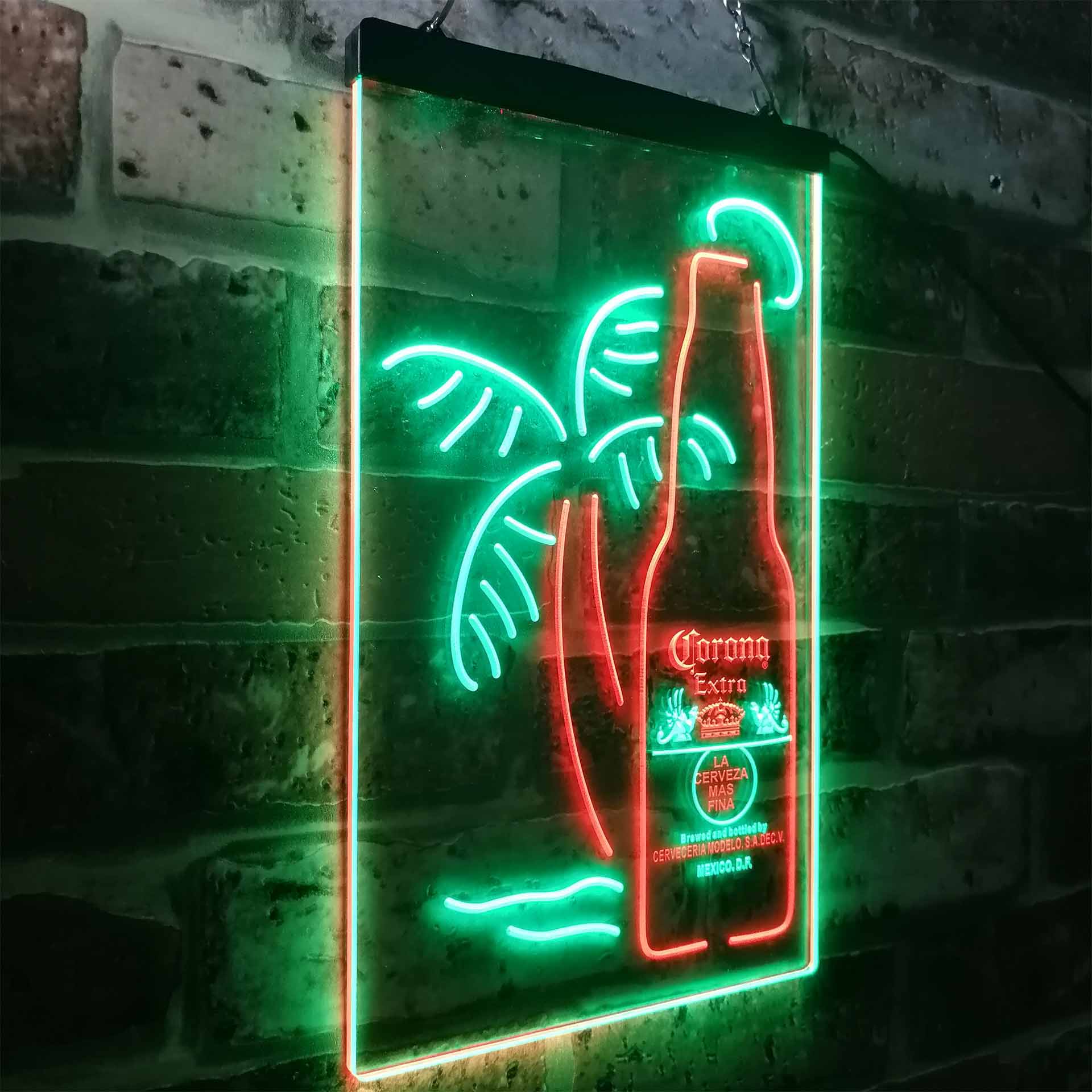 Coronas Extras Bottle Palm Tree LED Neon Sign
