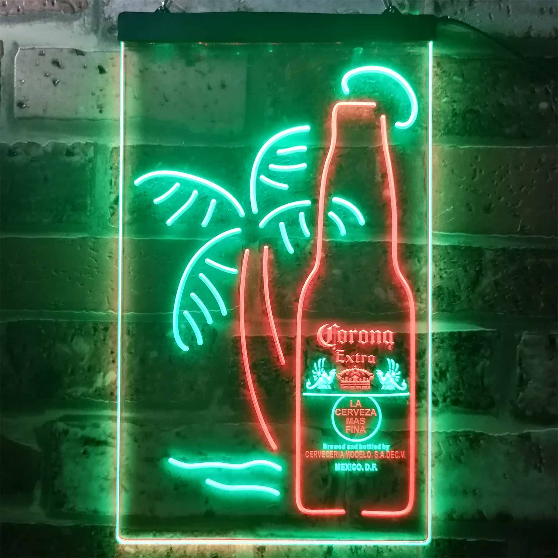 Coronas Extras Bottle Palm Tree LED Neon Sign