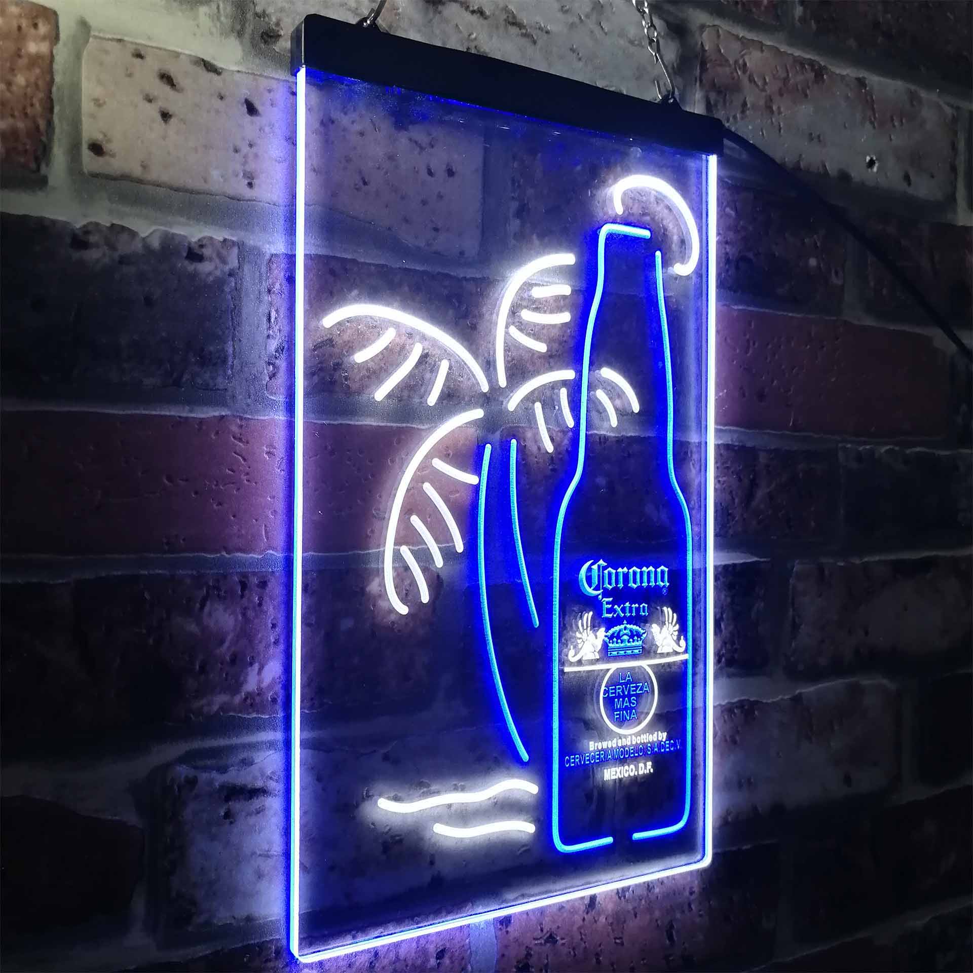 Coronas Extras Bottle Palm Tree LED Neon Sign