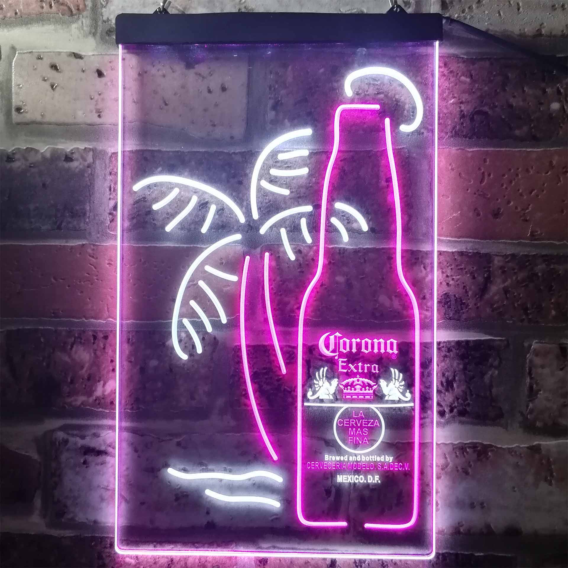 Coronas Extras Bottle Palm Tree LED Neon Sign